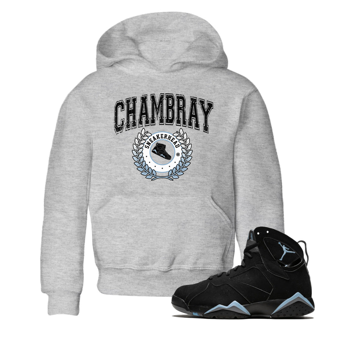 snkmatch Letter Kids Tops - Air Jordan 7 Chambray