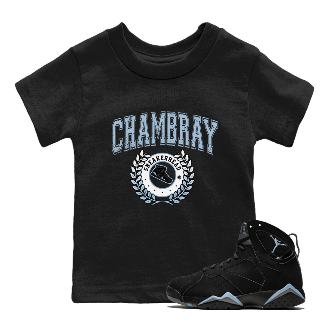 snkmatch Letter Kids Tops - Air Jordan 7 Chambray
