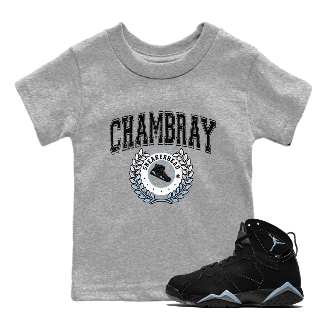 snkmatch Letter Kids Tops - Air Jordan 7 Chambray