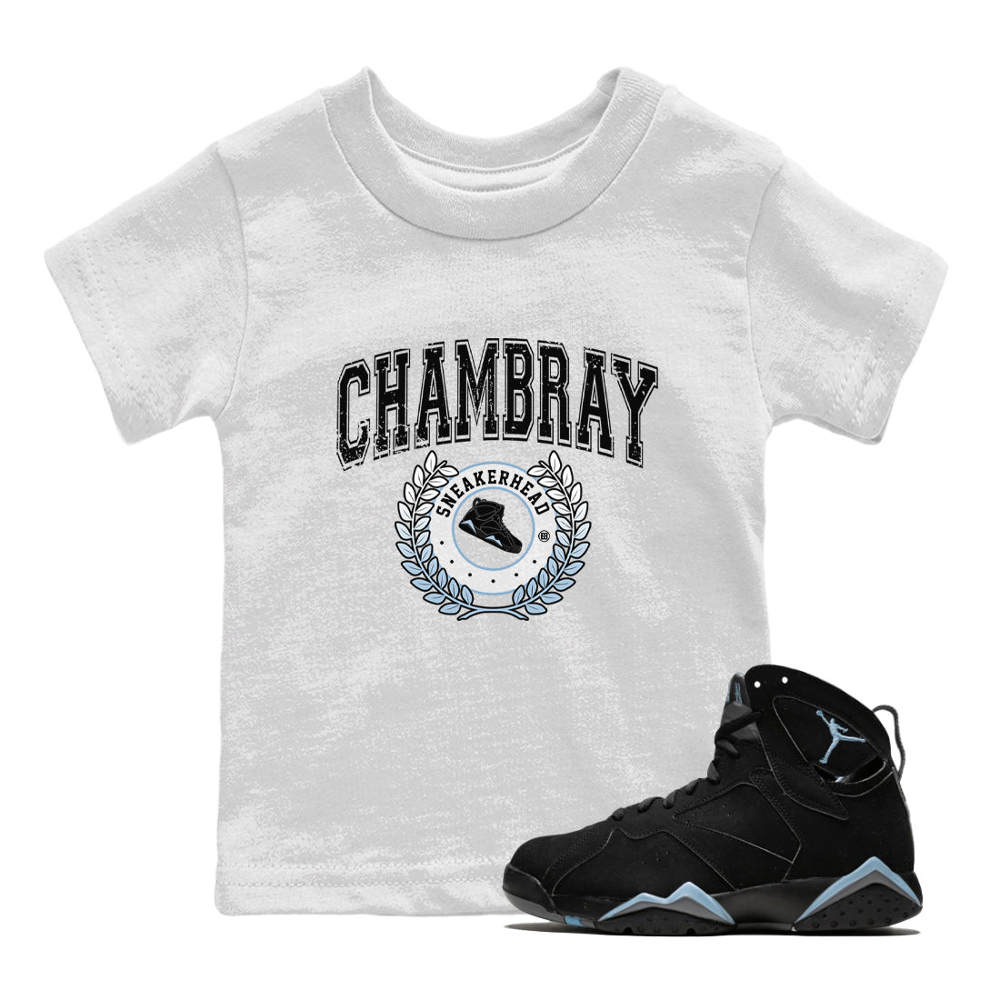 snkmatch Letter Kids Tops - Air Jordan 7 Chambray