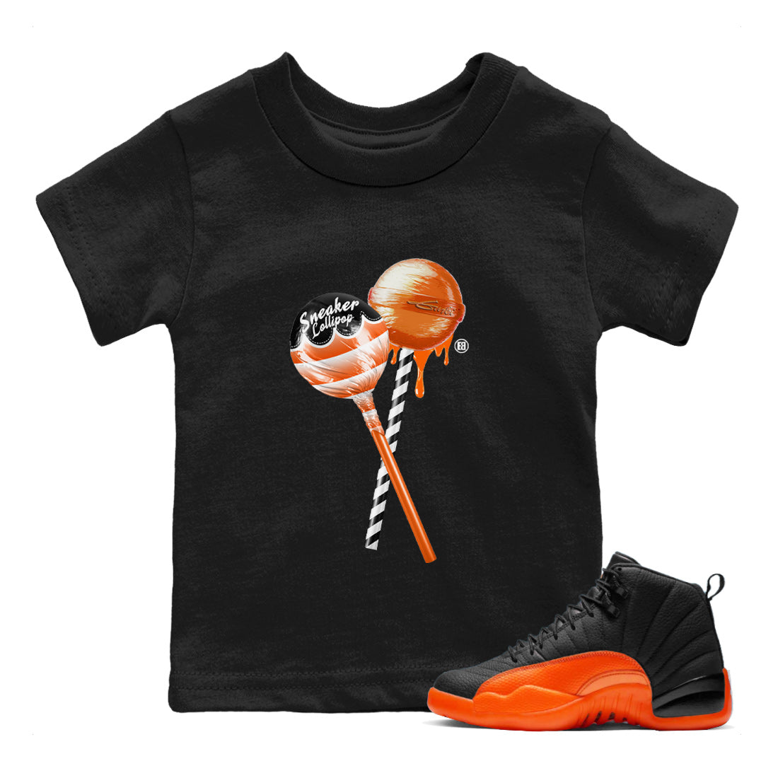 snkmatch Lollipops Kids Tops - Air Jordan 12 Brilliant Orange