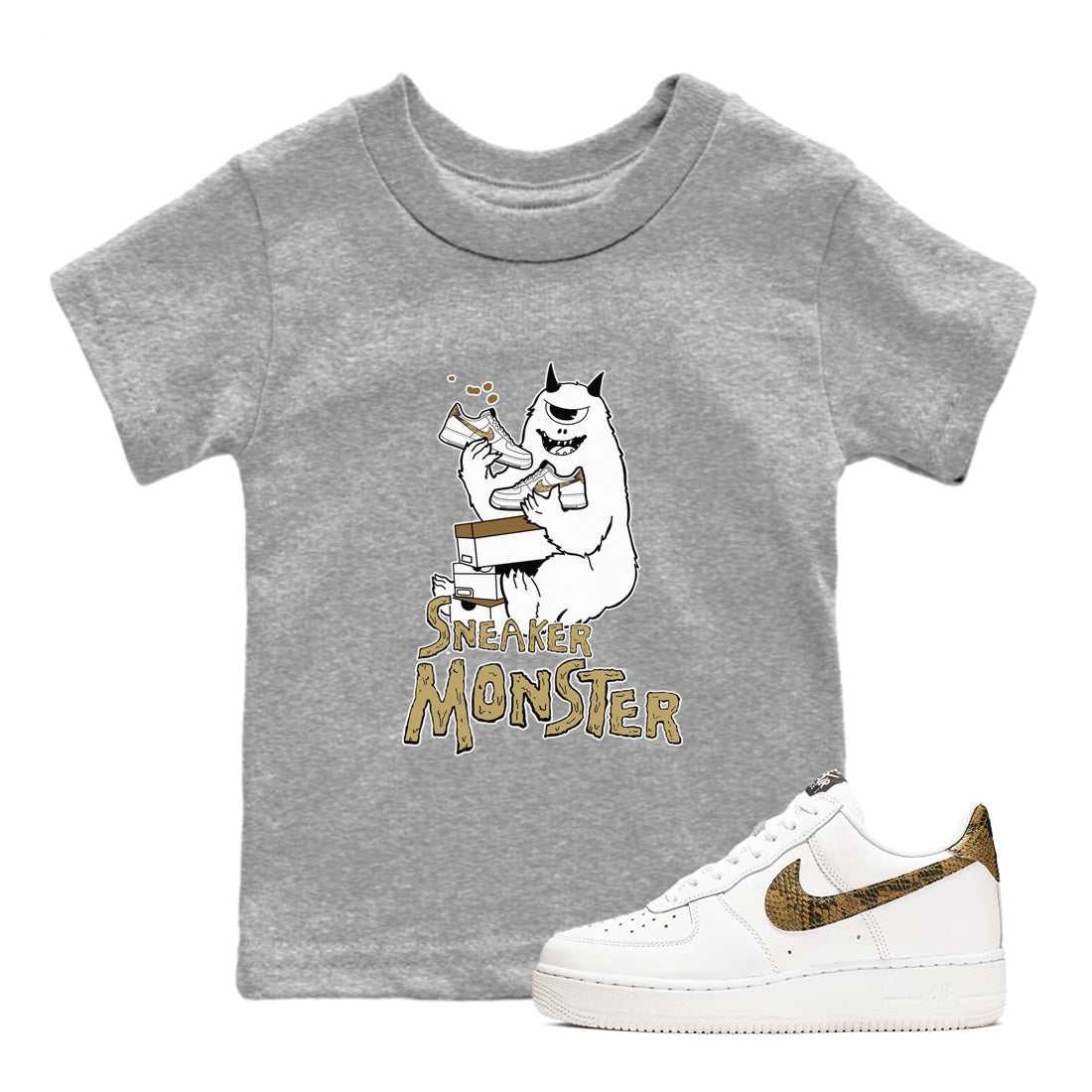 snkmatch Monster snkmatch Tees Kids - Air Force 1 Ivory Snake