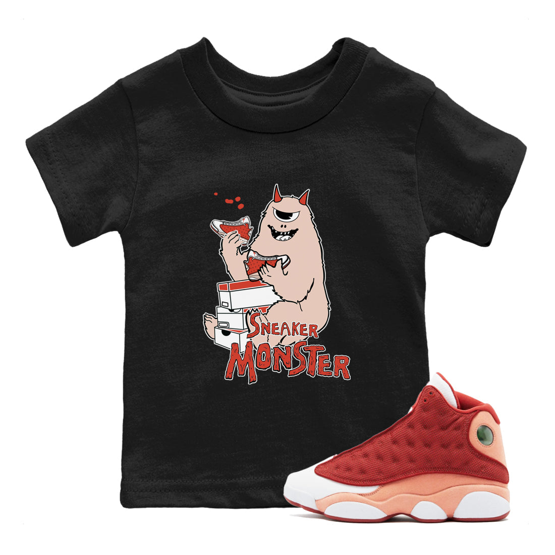 snkmatch Monster snkmatch Tees Kids - Air Jordan 13 Dune Red