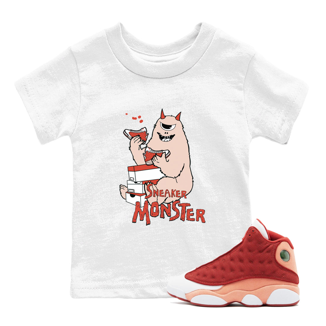 snkmatch Monster snkmatch Tees Kids - Air Jordan 13 Dune Red