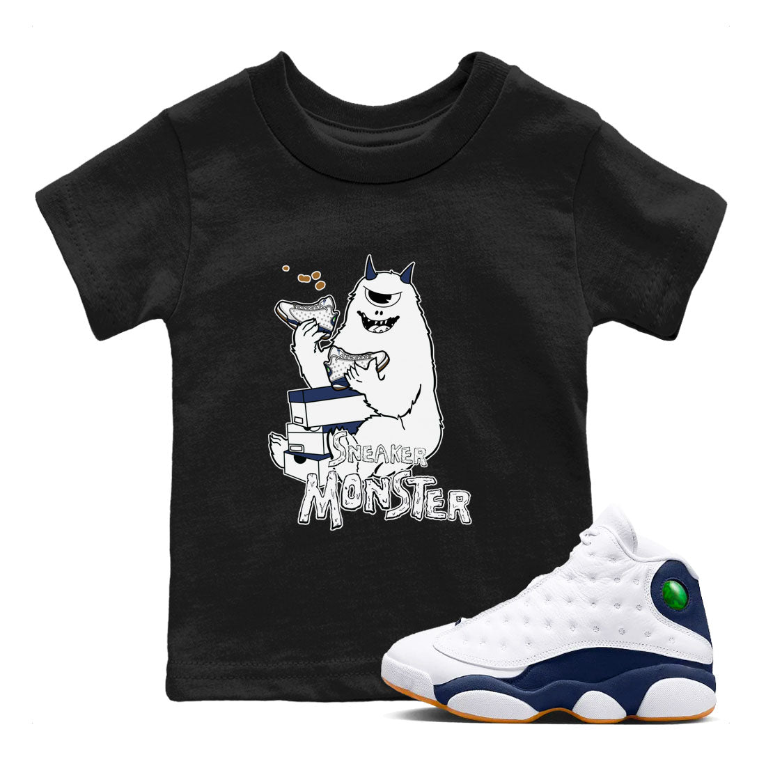 snkmatch Monster snkmatch Tees Kids - Air Jordan 13 Midnight Navy