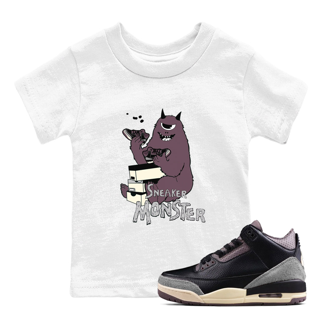 snkmatch Monster snkmatch Tees Kids - Air Jordan 3 A Ma Maniere x Black