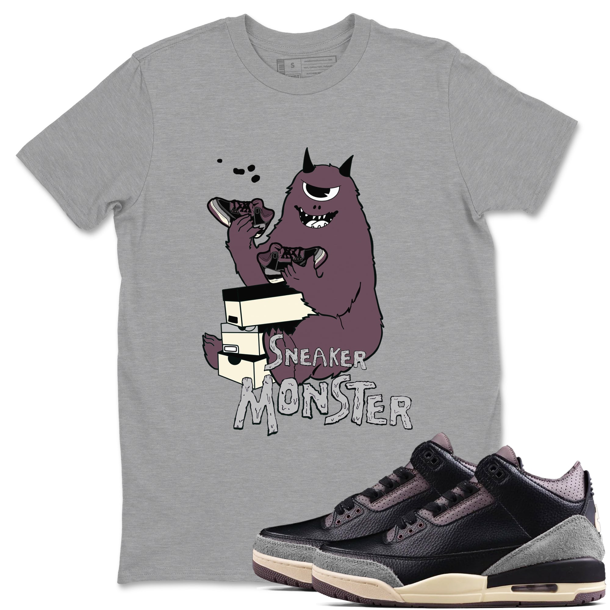 snkmatch Monster snkmatch Tees - Air Jordan 3 A Ma Maniere x Black