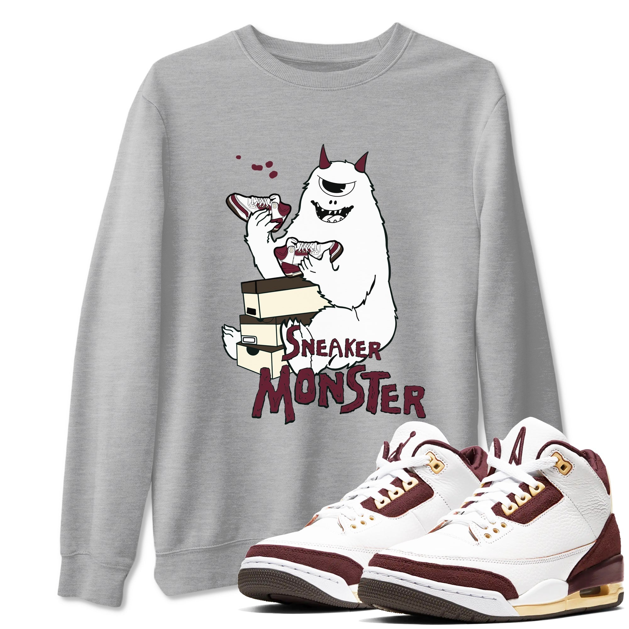 snkmatch Monster snkmatch Tees - Air Jordan 3 A Ma Maniere x Burgundy Crush
