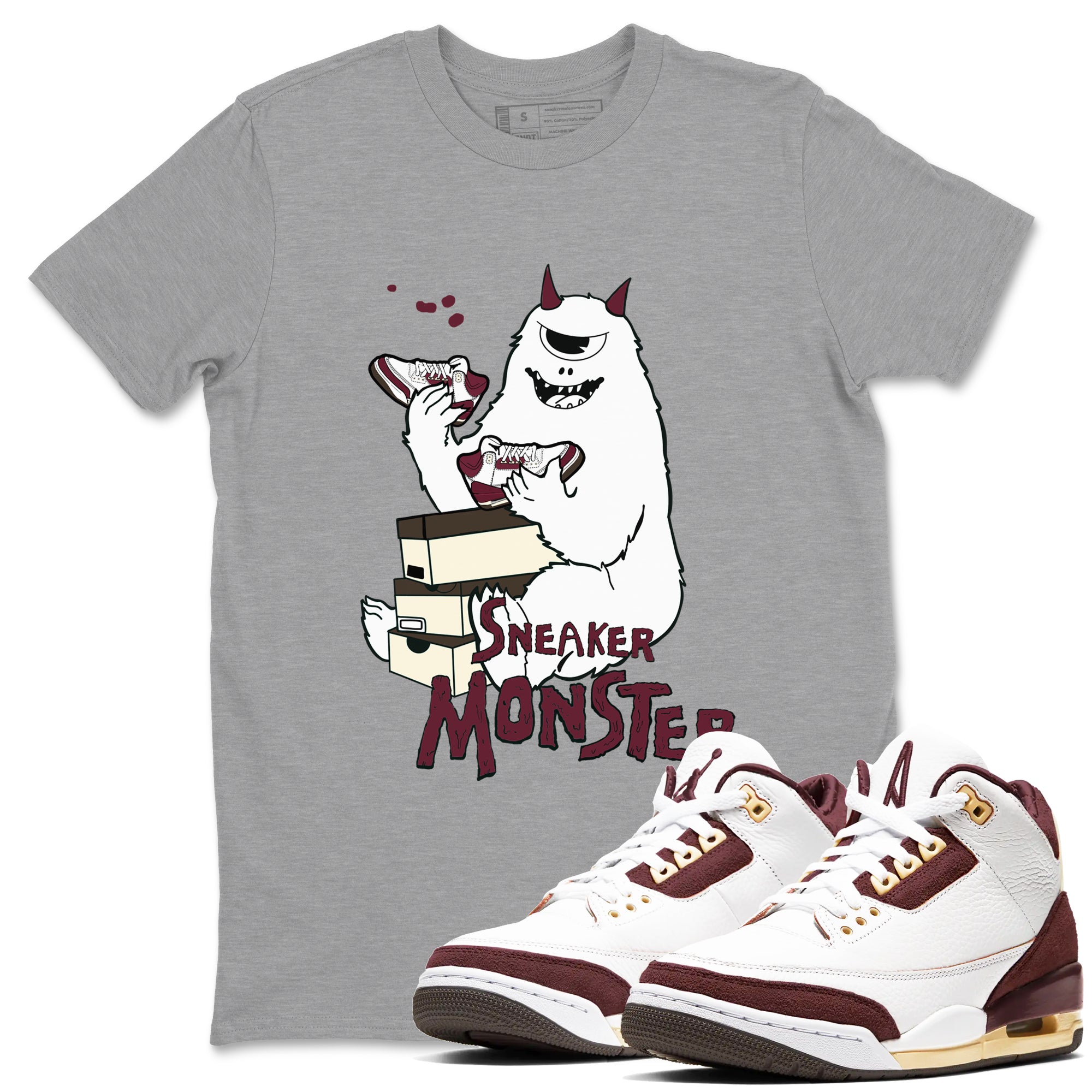 snkmatch Monster snkmatch Tees - Air Jordan 3 A Ma Maniere x Burgundy Crush