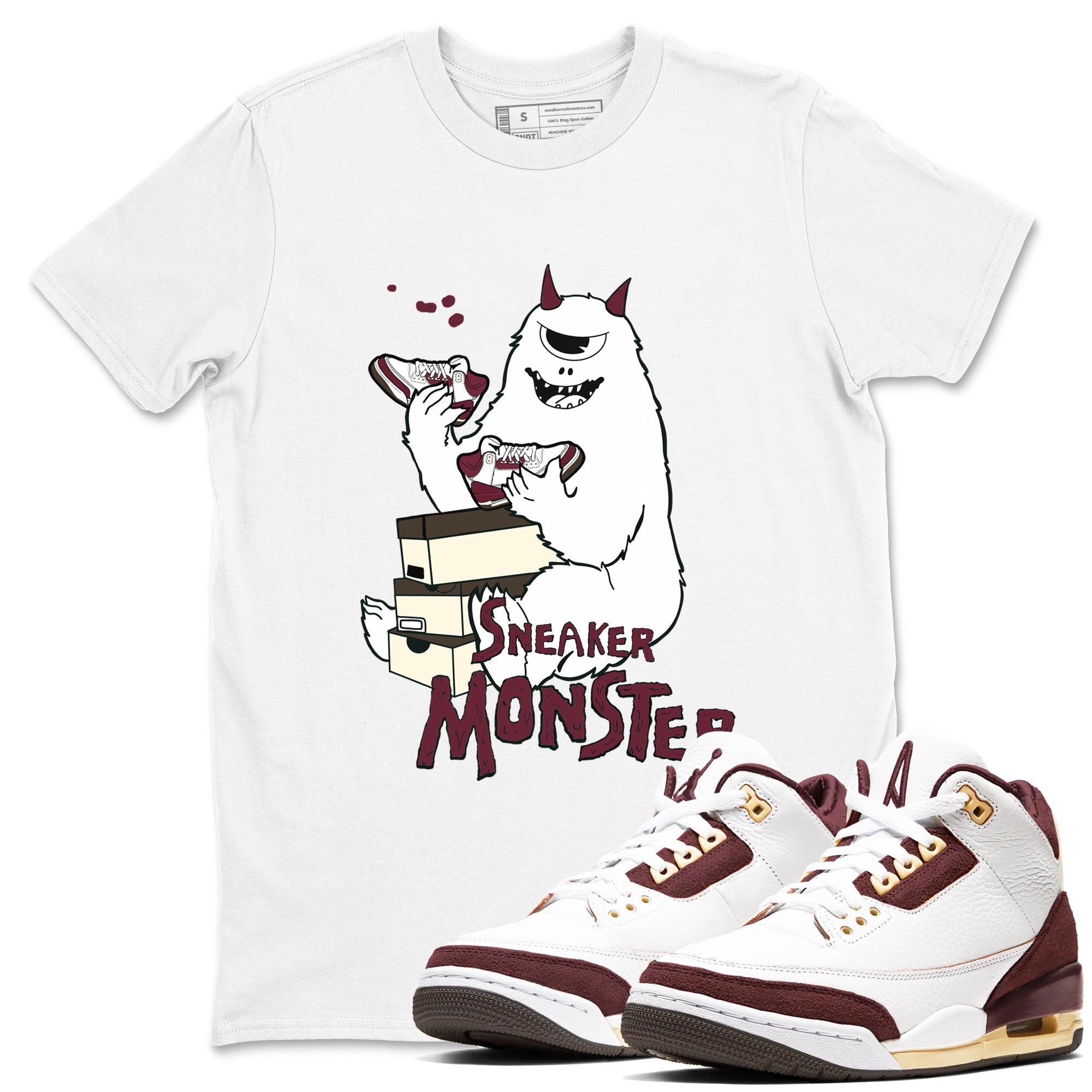 snkmatch Monster snkmatch Tees - Air Jordan 3 A Ma Maniere x Burgundy Crush