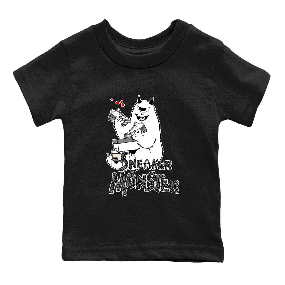 snkmatch Monster snkmatch Tees Kids - Air Jordan 3 Cement Grey