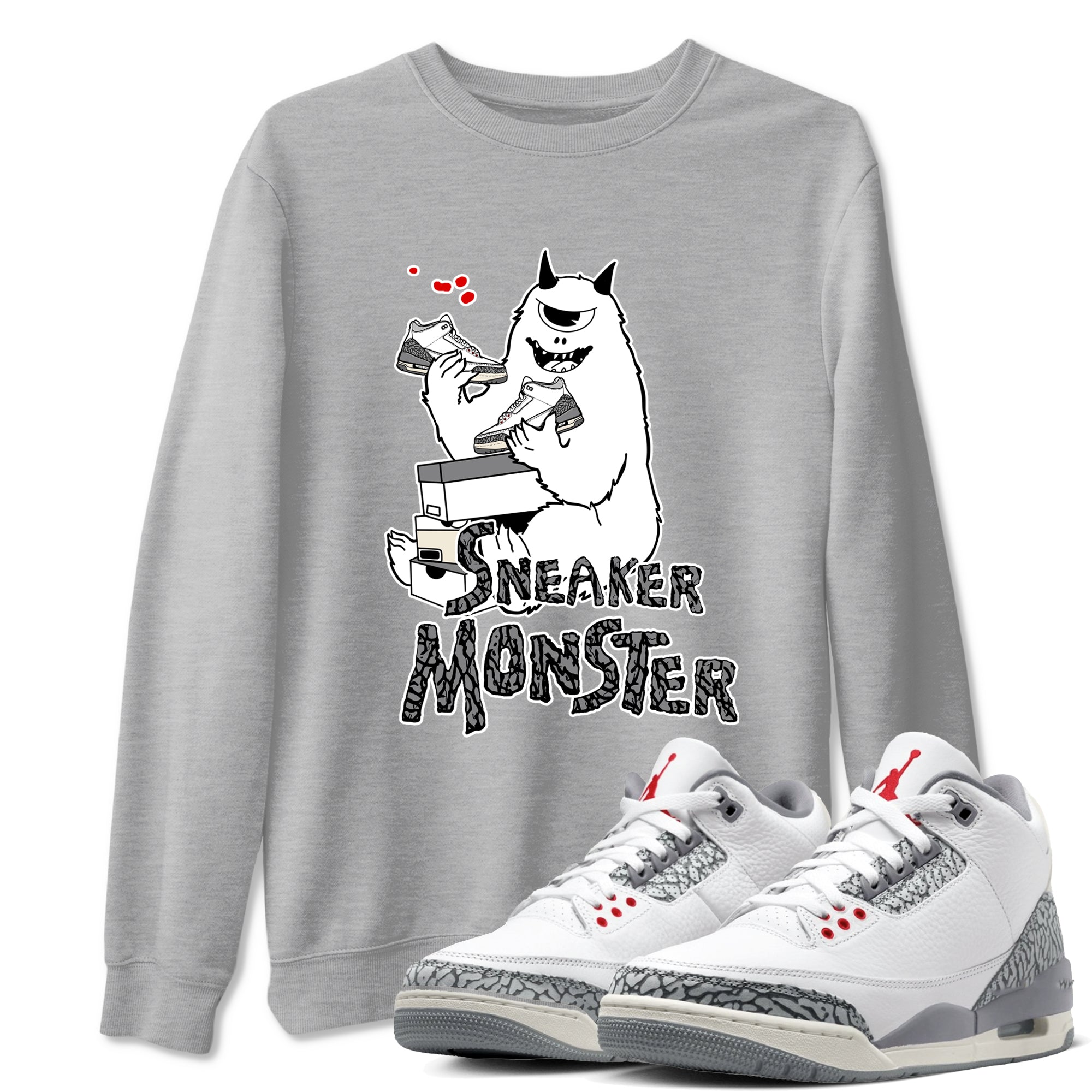 snkmatch Monster snkmatch Tees - Air Jordan 3 Cement Grey