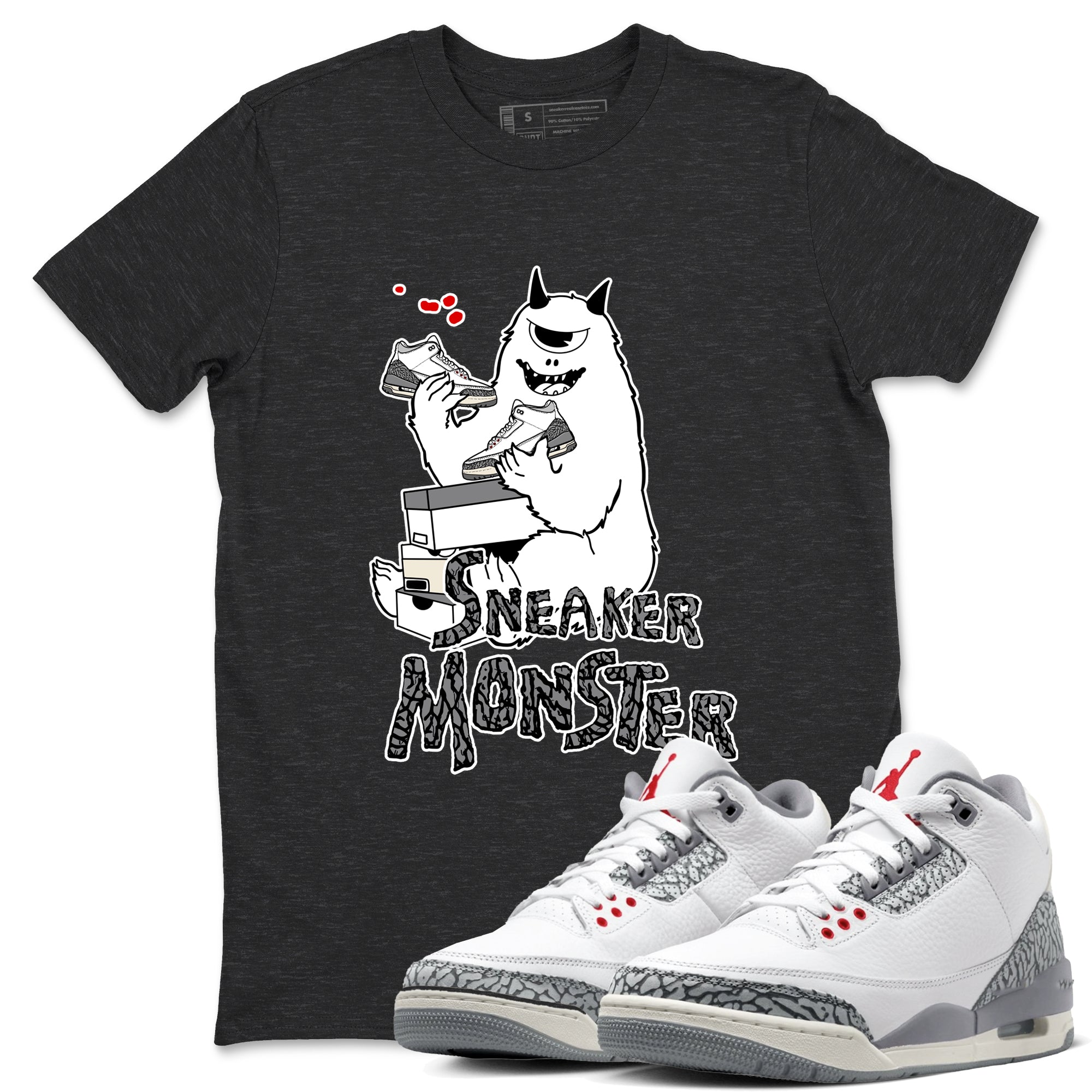 snkmatch Monster snkmatch Tees - Air Jordan 3 Cement Grey