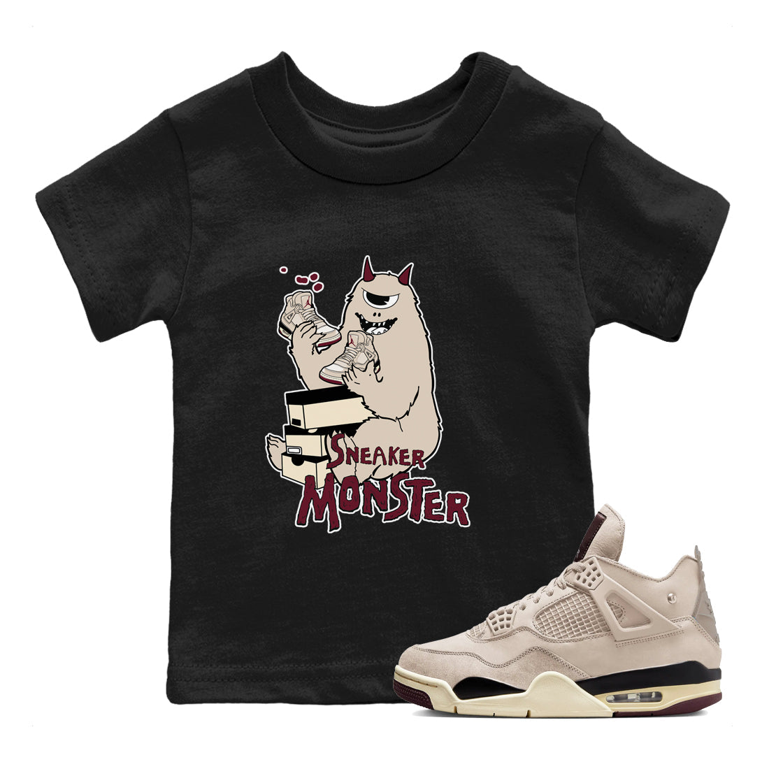 snkmatch Monster snkmatch Tees Kids - Air Jordan 4 A Ma Maniere x Fossil Stone