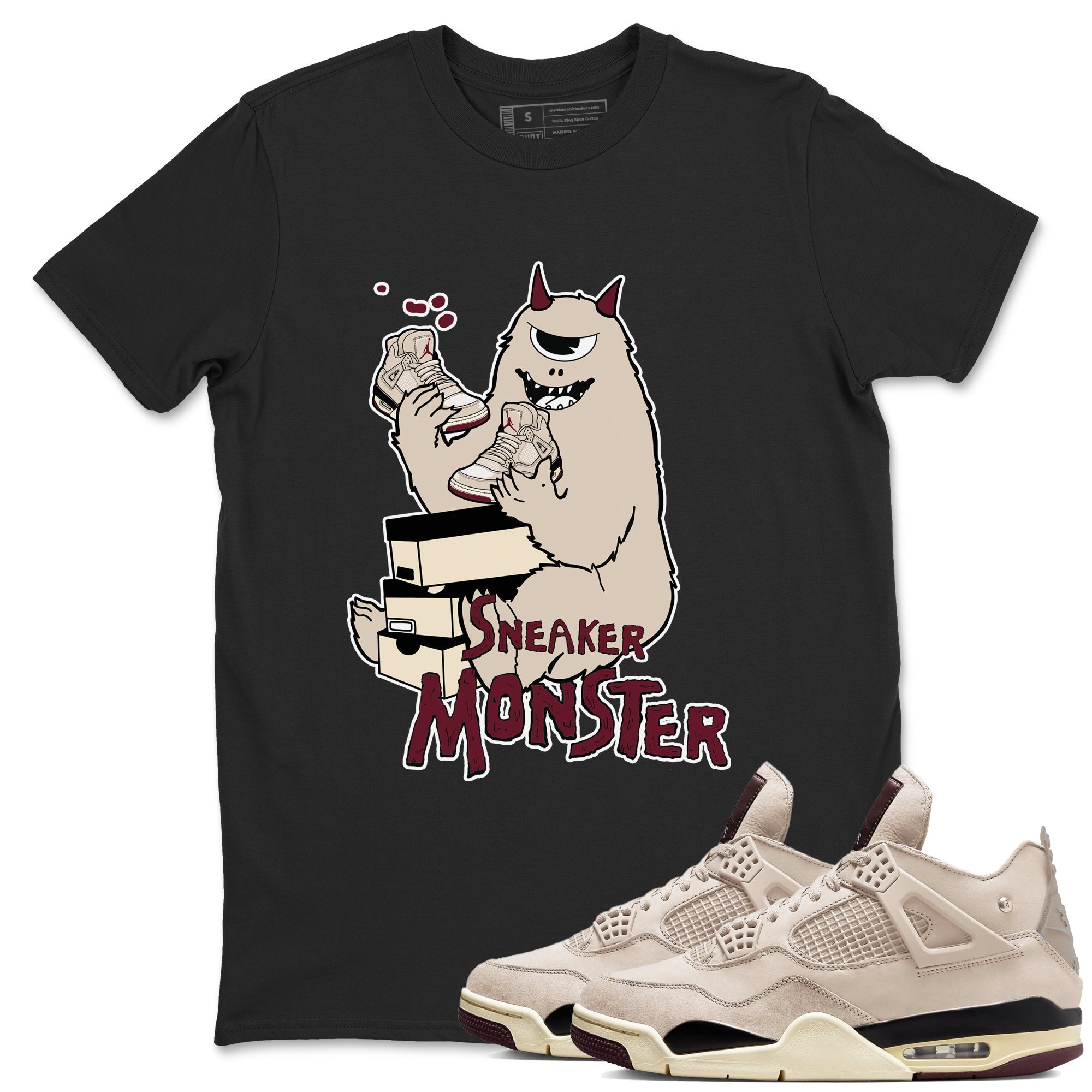 snkmatch Monster snkmatch Tees - Air Jordan 4 A Ma Maniere x Fossil Stone