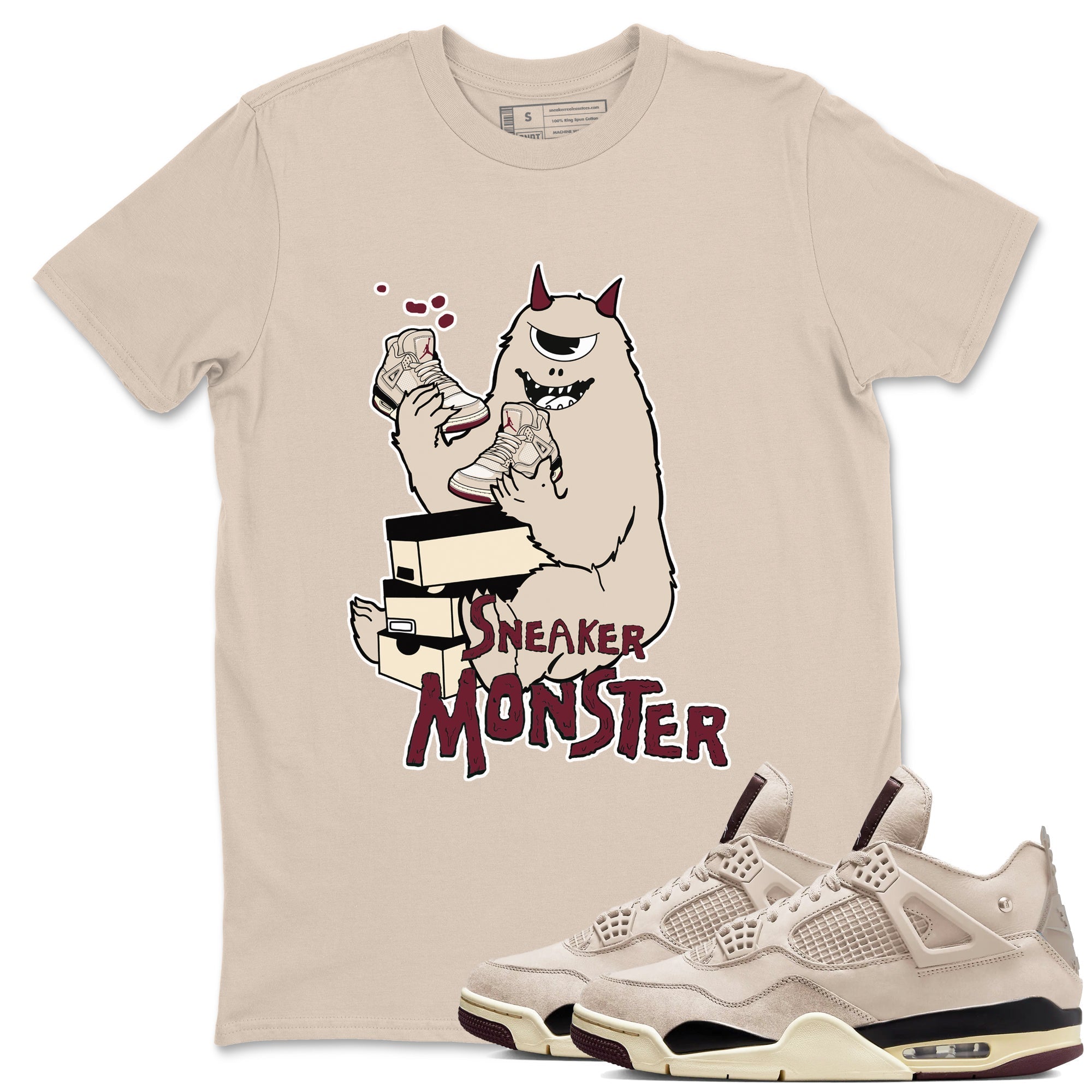 snkmatch Monster snkmatch Tees - Air Jordan 4 A Ma Maniere x Fossil Stone