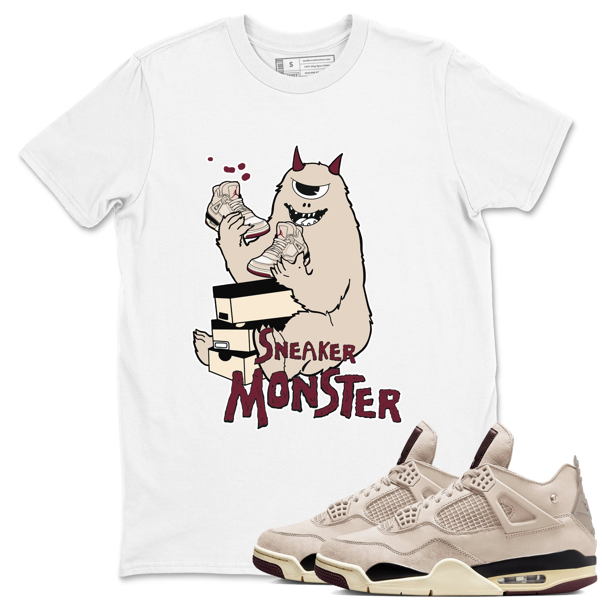 snkmatch Monster snkmatch Tees - Air Jordan 4 A Ma Maniere x Fossil Stone