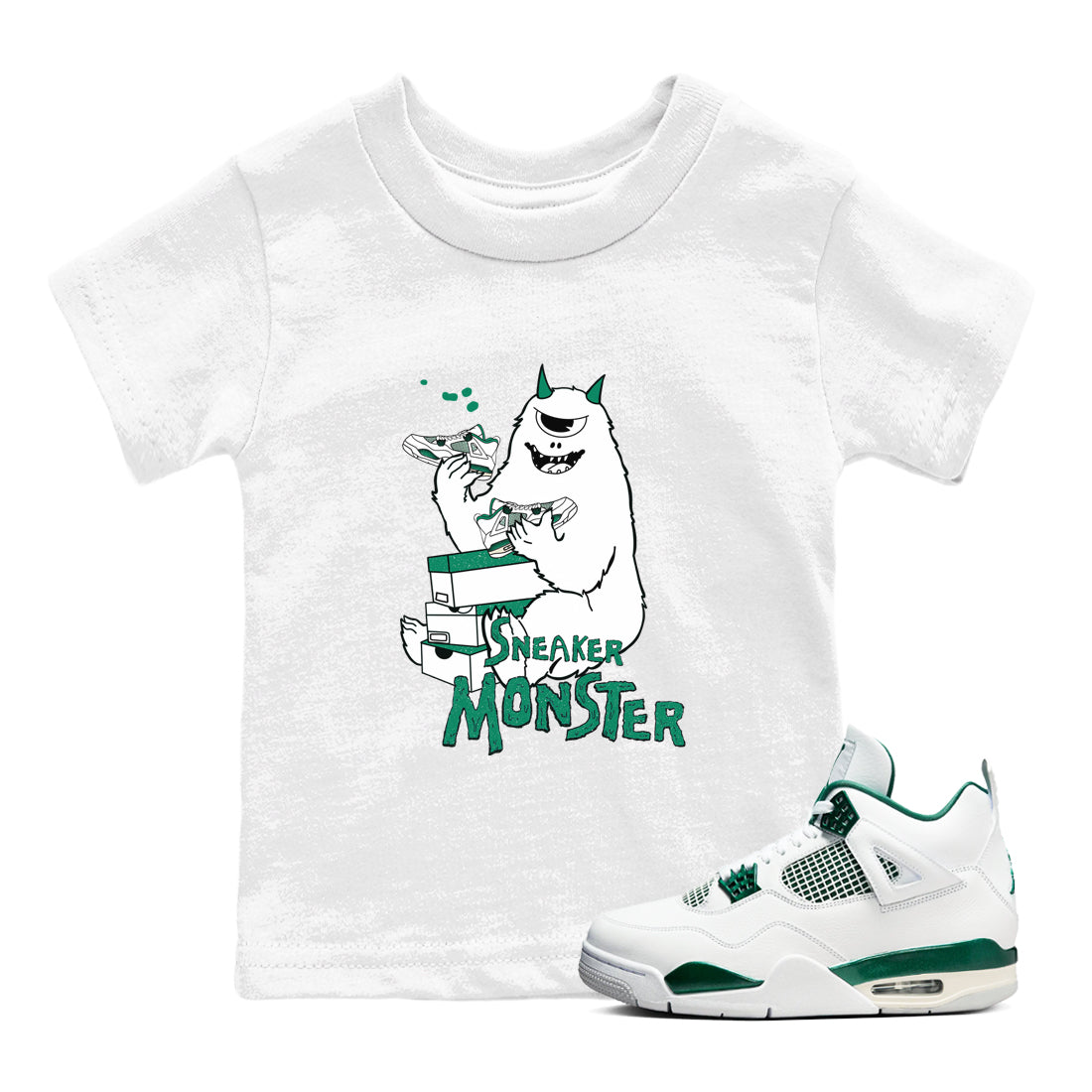 snkmatch Monster snkmatch Tees Kids - Air Jordan 4 Oxidized Green