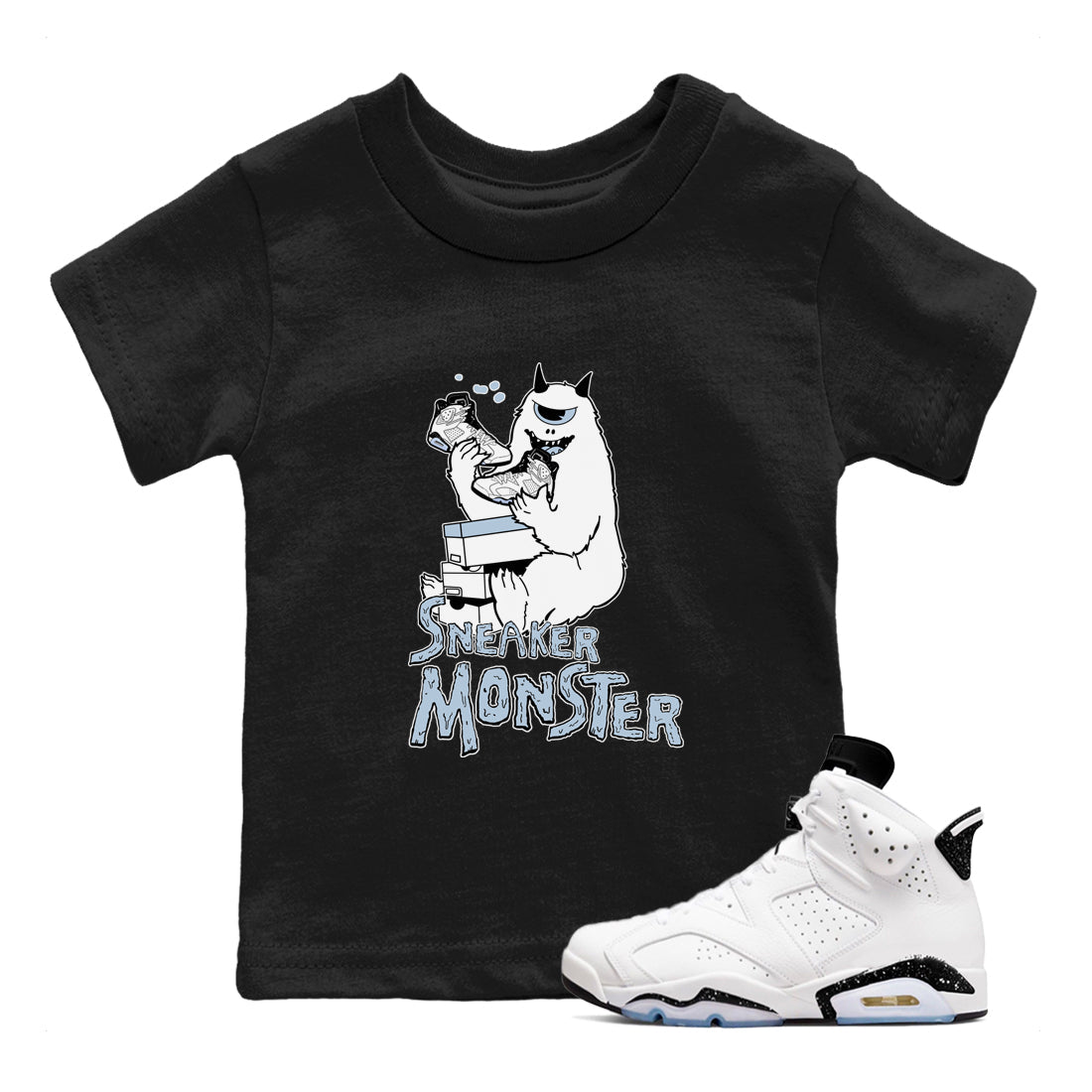 snkmatch Monster snkmatch Tees Kids - Air Jordan 6 White Black