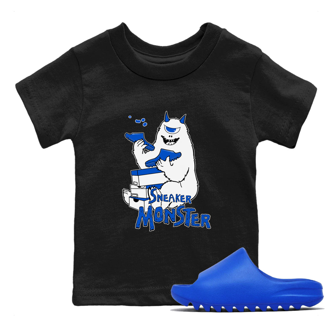 snkmatch Monster snkmatch Tees Kids - Yeezy Slide Azure
