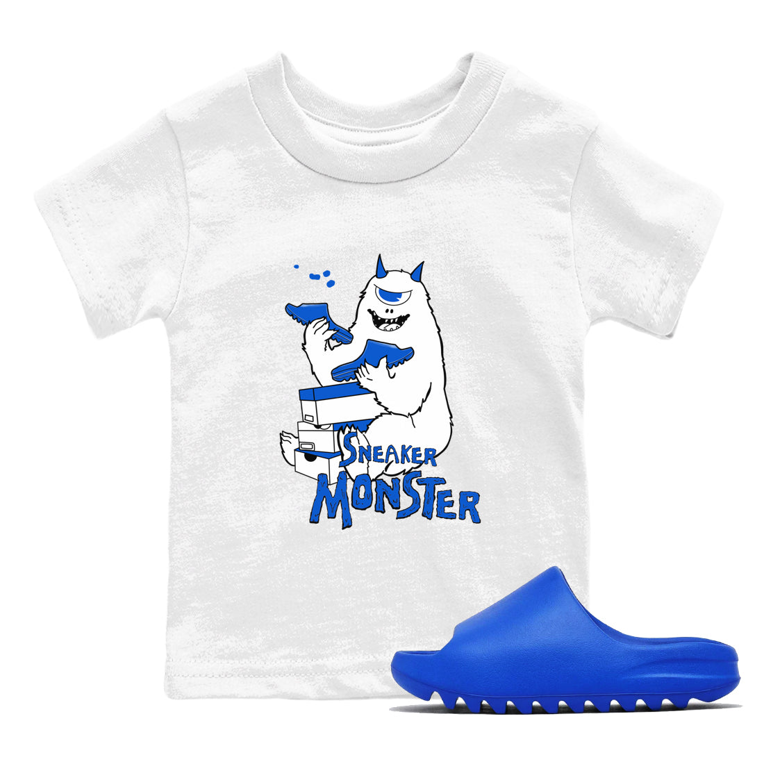 snkmatch Monster snkmatch Tees Kids - Yeezy Slide Azure