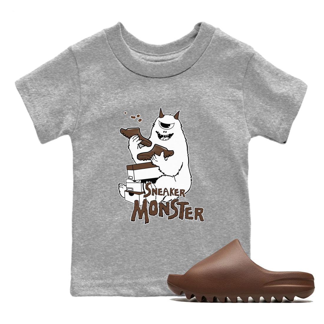 snkmatch Monster snkmatch Tees Kids - Yeezy Slide Flax
