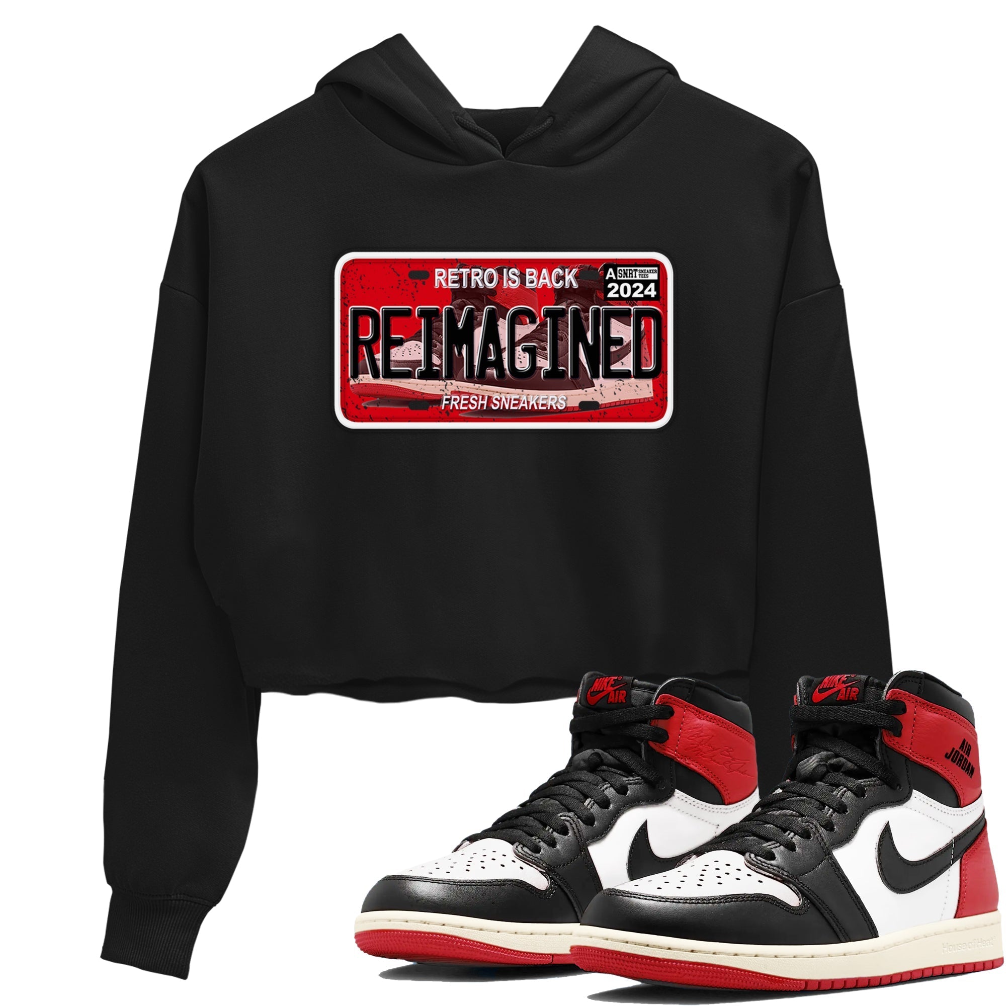 snkmatch Plate snkmatch Women's Top - Air Jordan 1 Black Toe Reimagined
