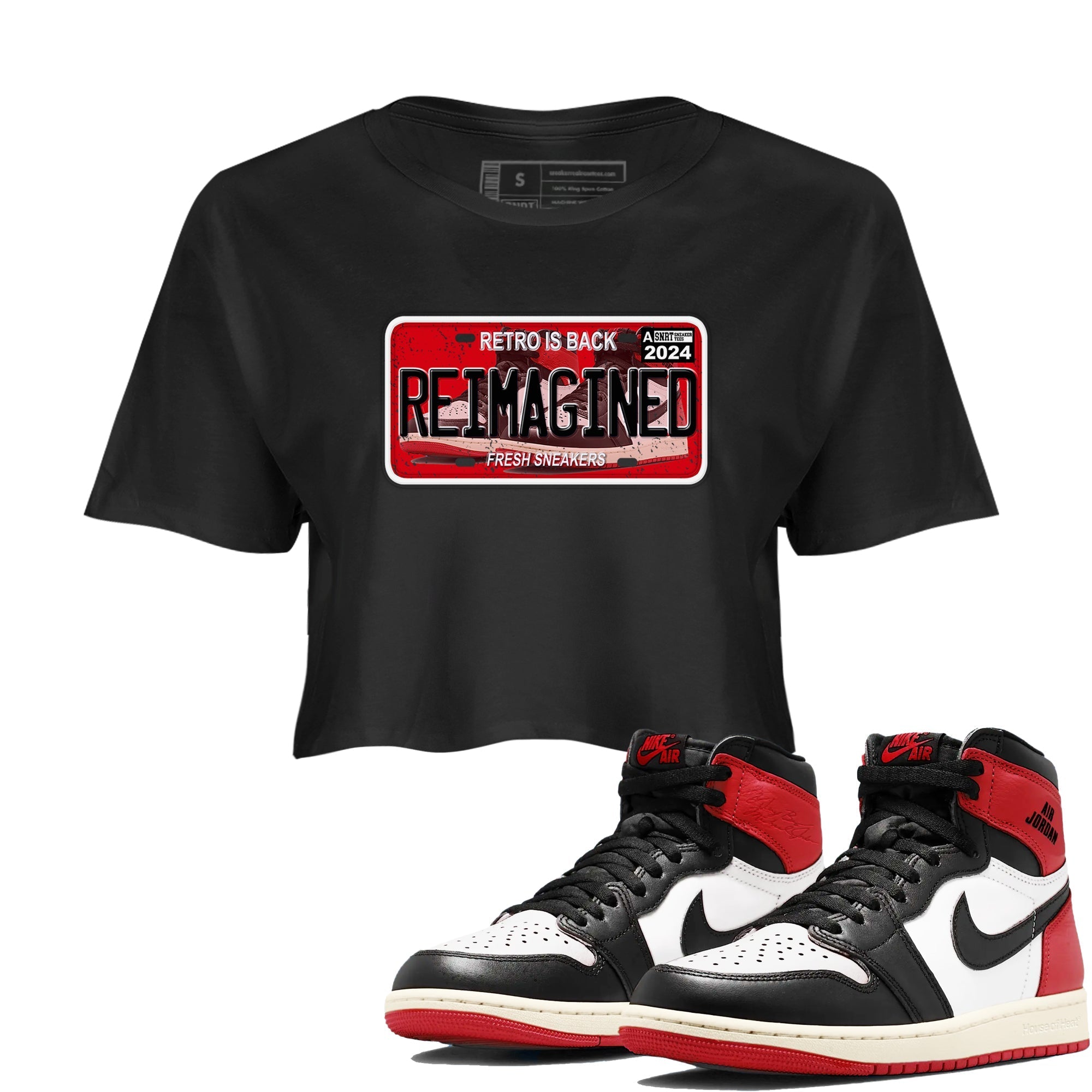 snkmatch Plate snkmatch Women's Top - Air Jordan 1 Black Toe Reimagined