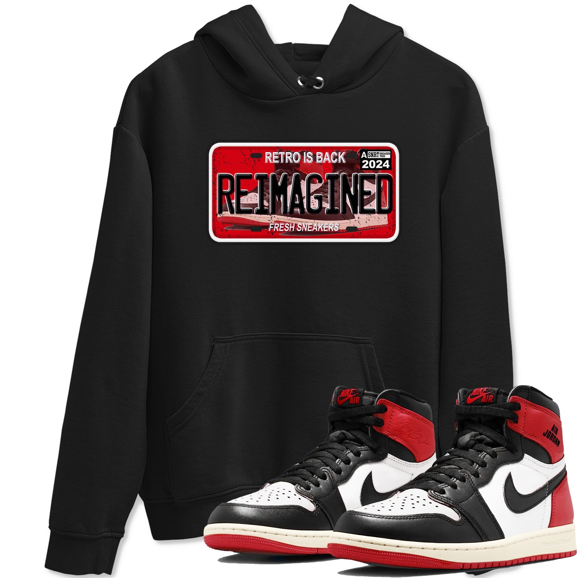 snkmatch Plate snkmatch Tees - Air Jordan 1 Black Toe Reimagined