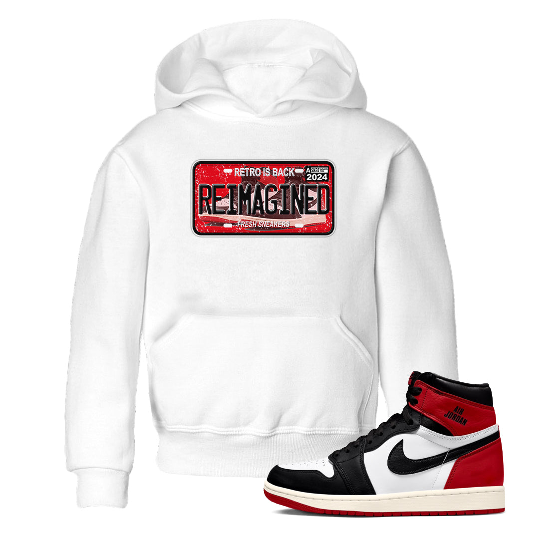 snkmatch Plate snkmatch Tees Kids - Air Jordan 1 Black Toe Reimagined