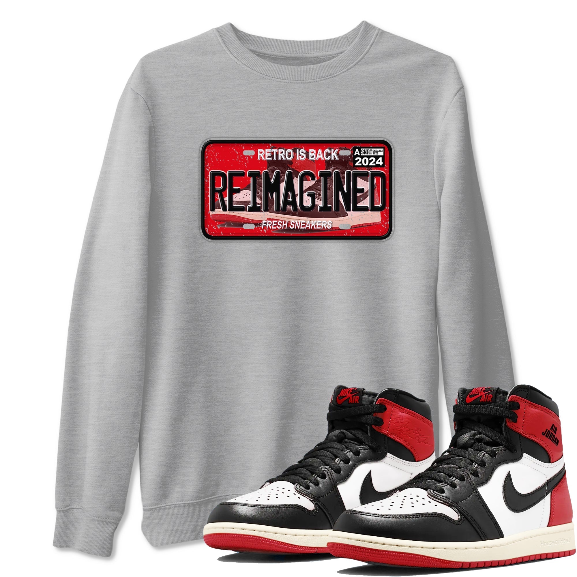 snkmatch Plate snkmatch Tees - Air Jordan 1 Black Toe Reimagined