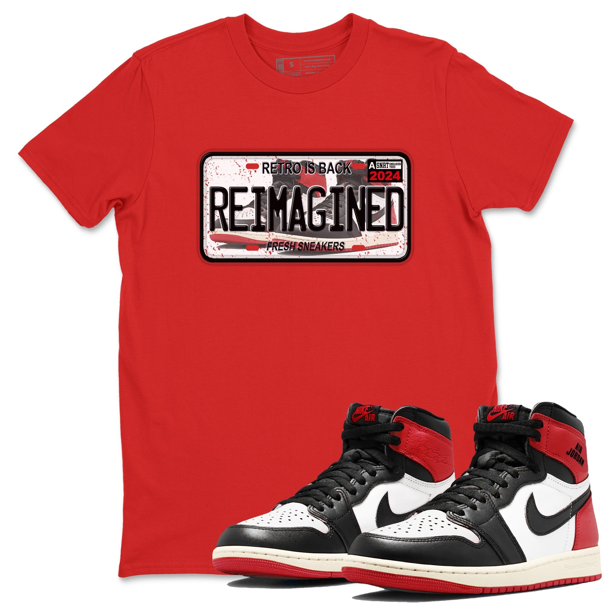 snkmatch Plate snkmatch Tees - Air Jordan 1 Black Toe Reimagined