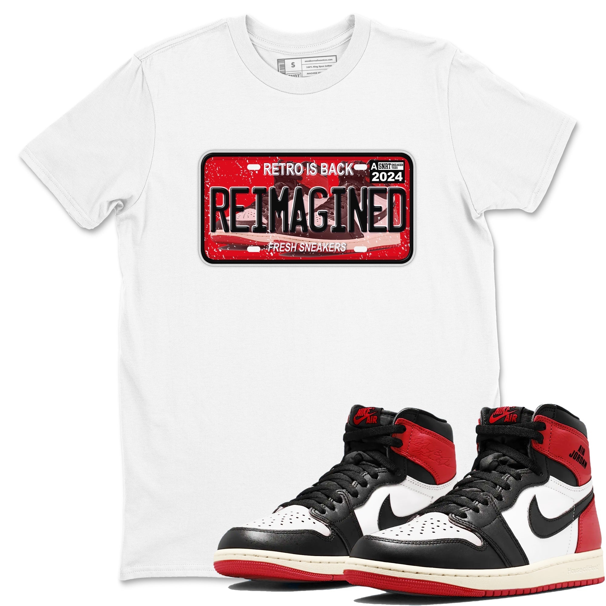 snkmatch Plate snkmatch Tees - Air Jordan 1 Black Toe Reimagined