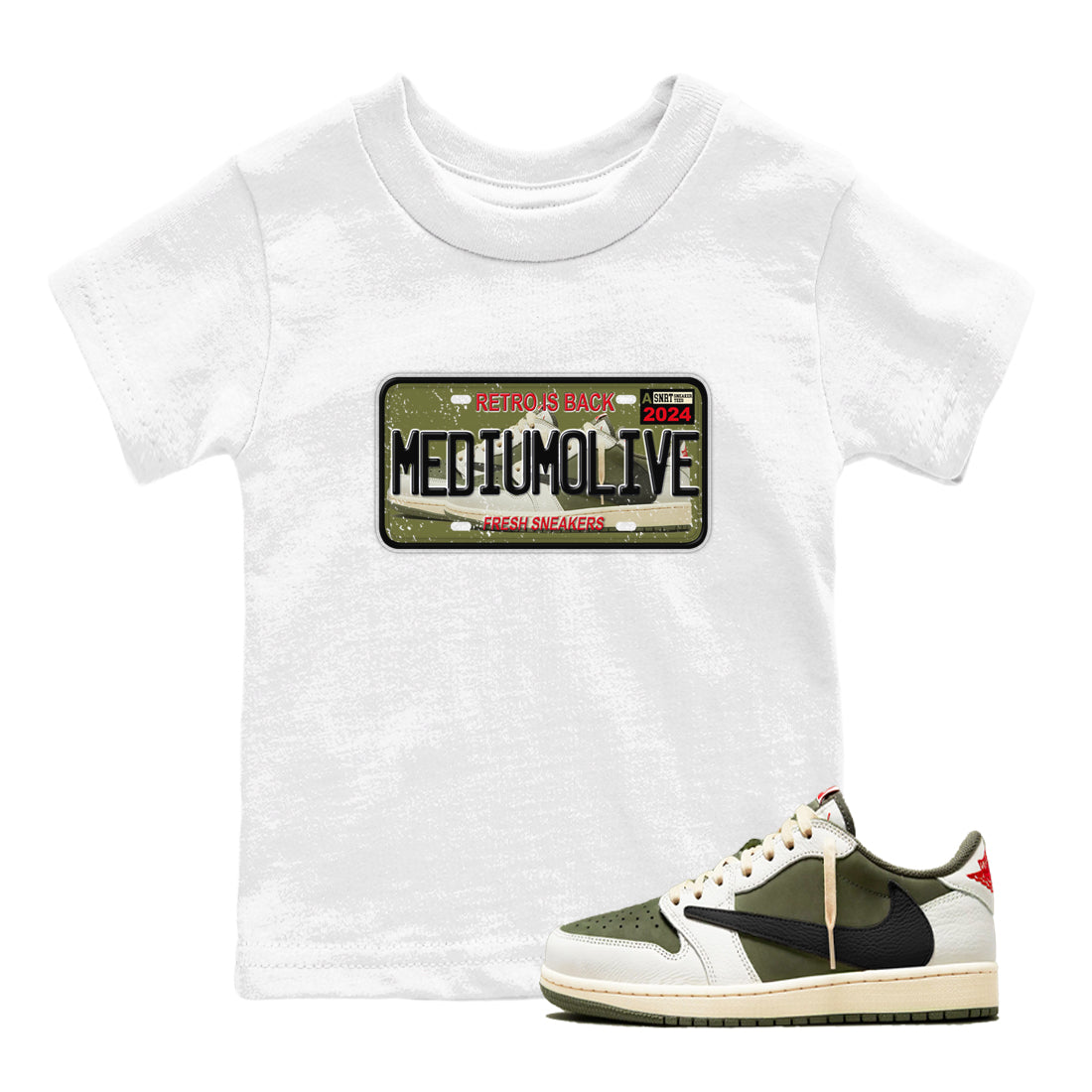 snkmatch Plate snkmatch Tees Kids - Air Jordan 1 Travis Scott Medium Olive