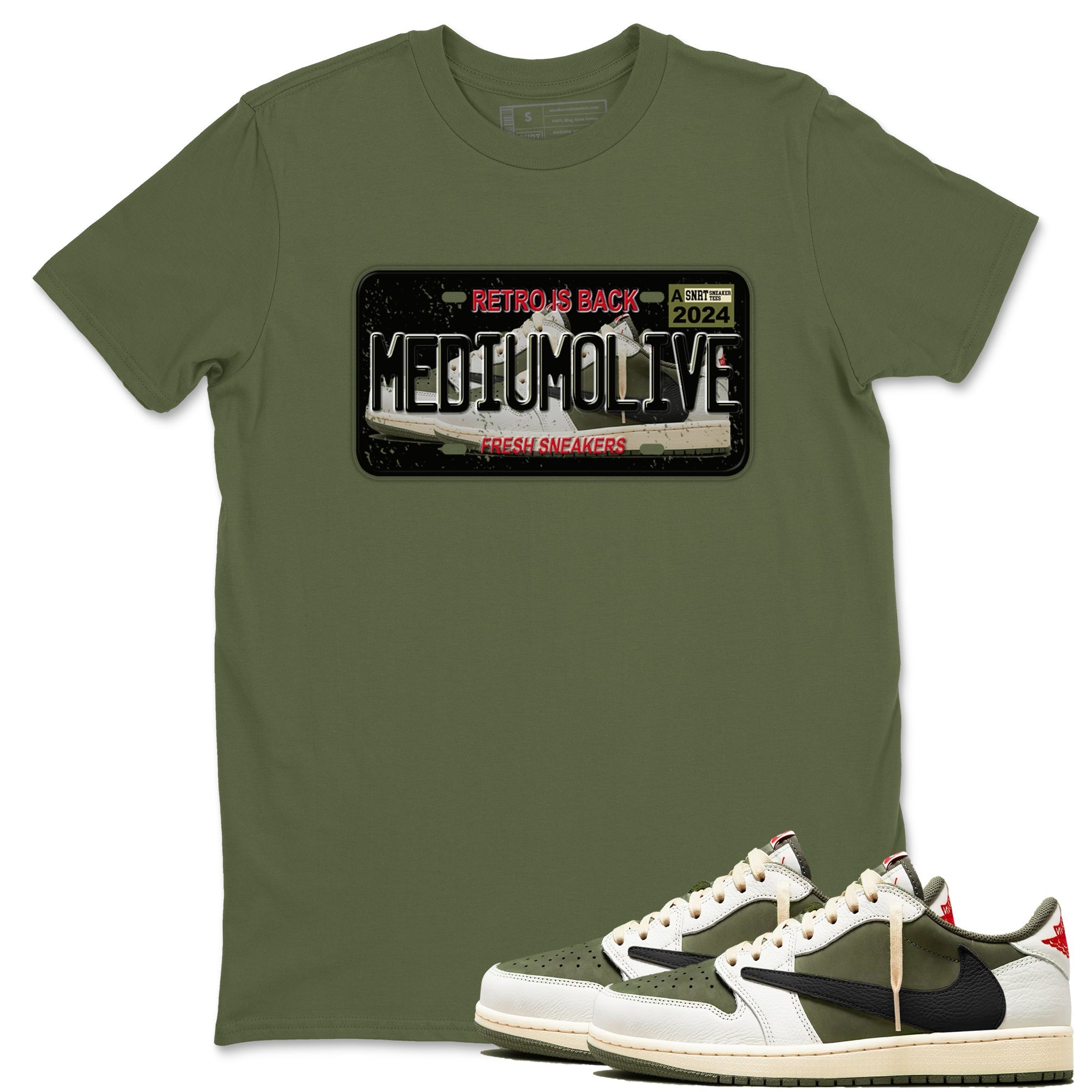 snkmatch Plate snkmatch Tees - Air Jordan 1 Travis Scott Medium Olive