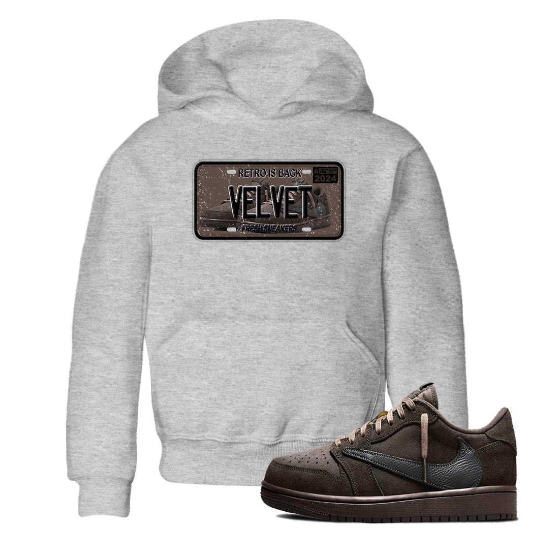 snkmatch Plate snkmatch Tees Kids - Air Jordan 1 Travis Scott Velvet Brown
