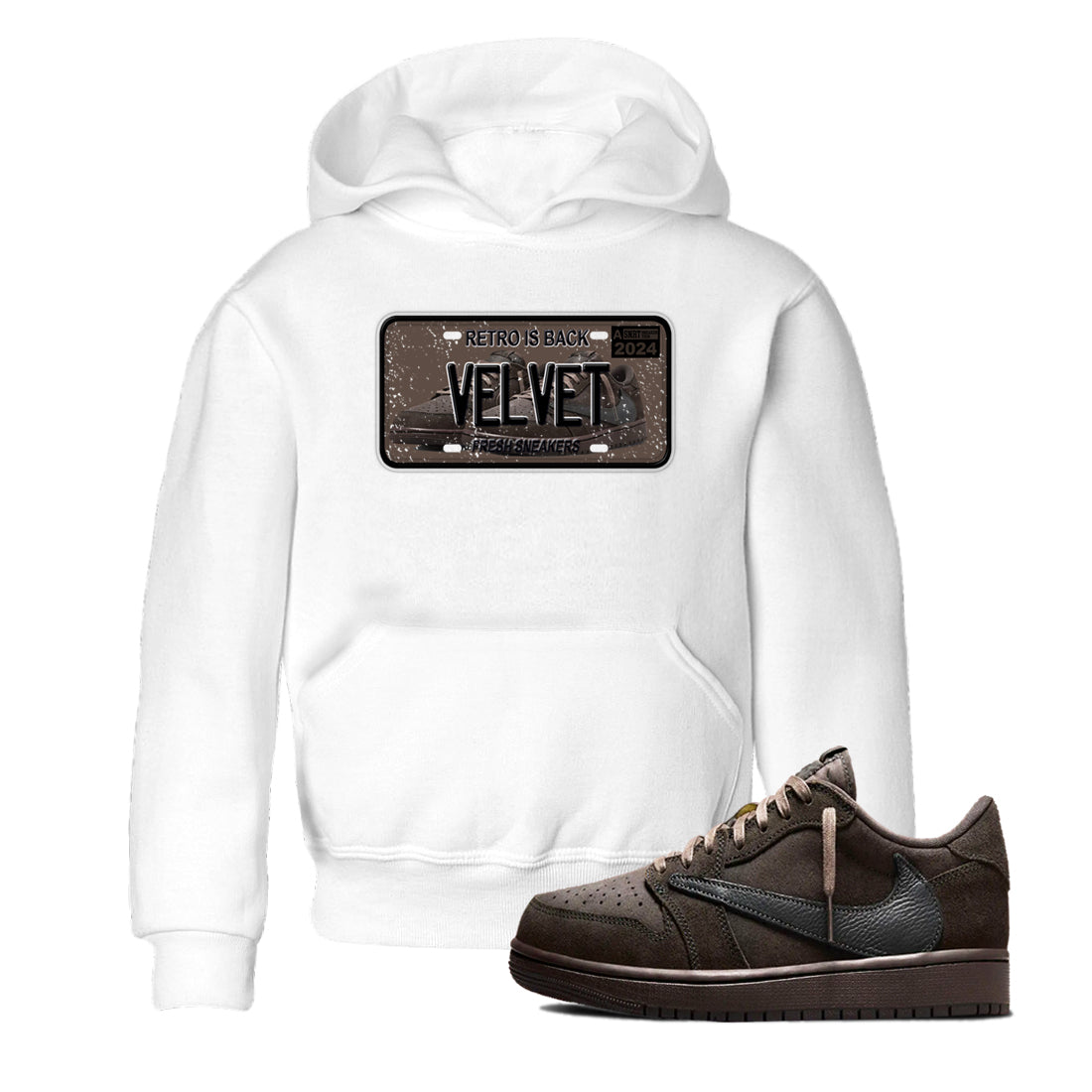 snkmatch Plate snkmatch Tees Kids - Air Jordan 1 Travis Scott Velvet Brown