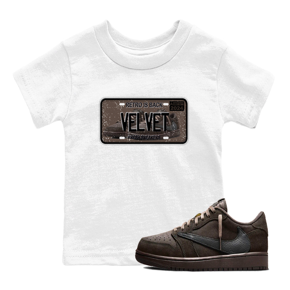 snkmatch Plate snkmatch Tees Kids - Air Jordan 1 Travis Scott Velvet Brown