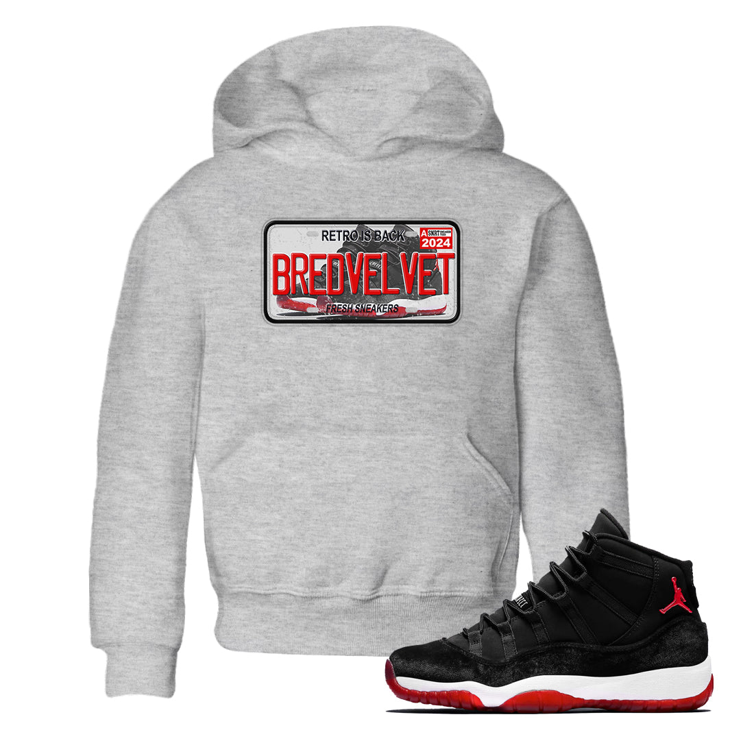 snkmatch Plate snkmatch Tees Kids - Air Jordan 11 Bred Velvet