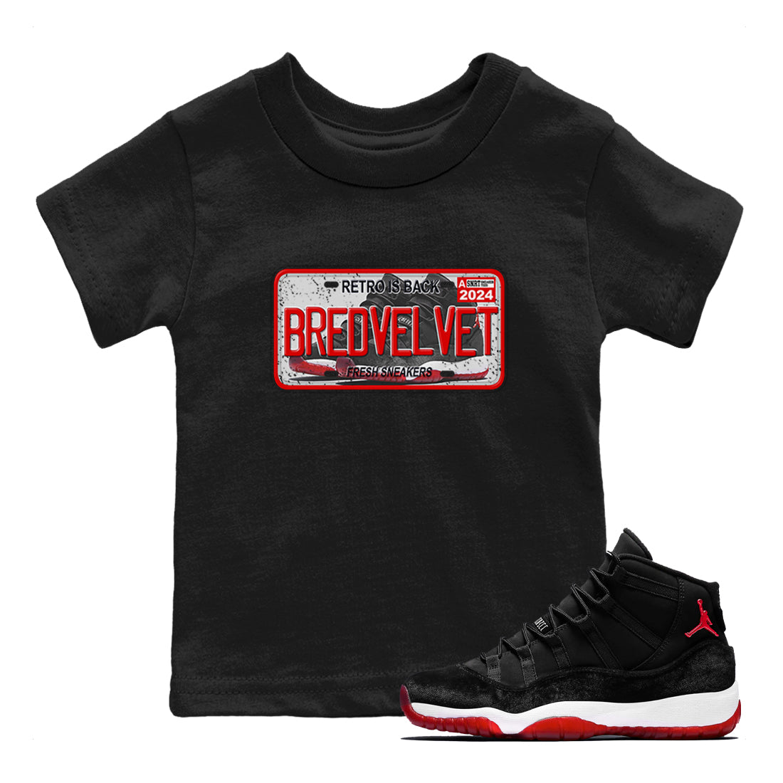 snkmatch Plate snkmatch Tees Kids - Air Jordan 11 Bred Velvet