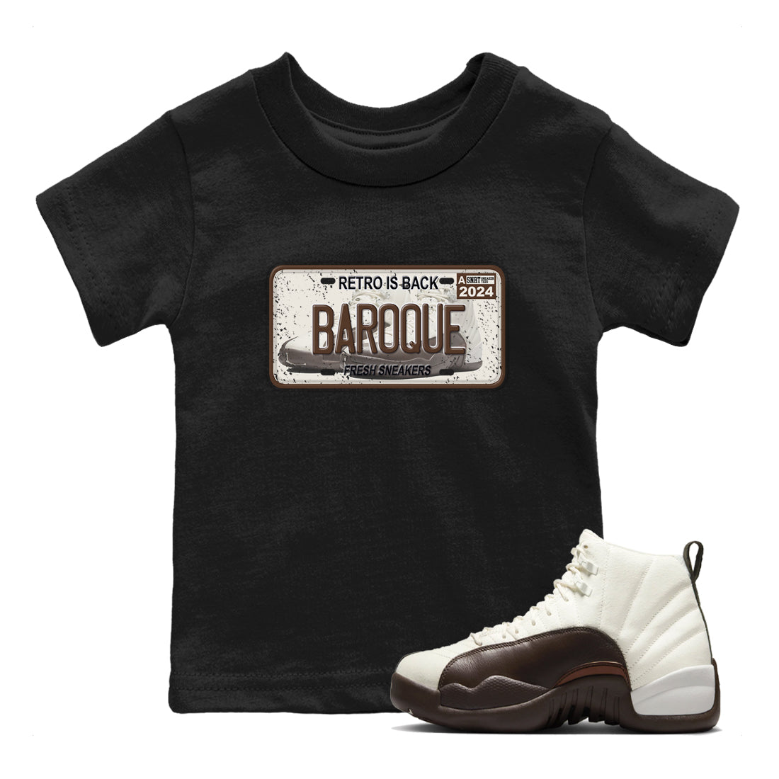 snkmatch Plate snkmatch Tees Kids - Air Jordan 12 Baroque Brown