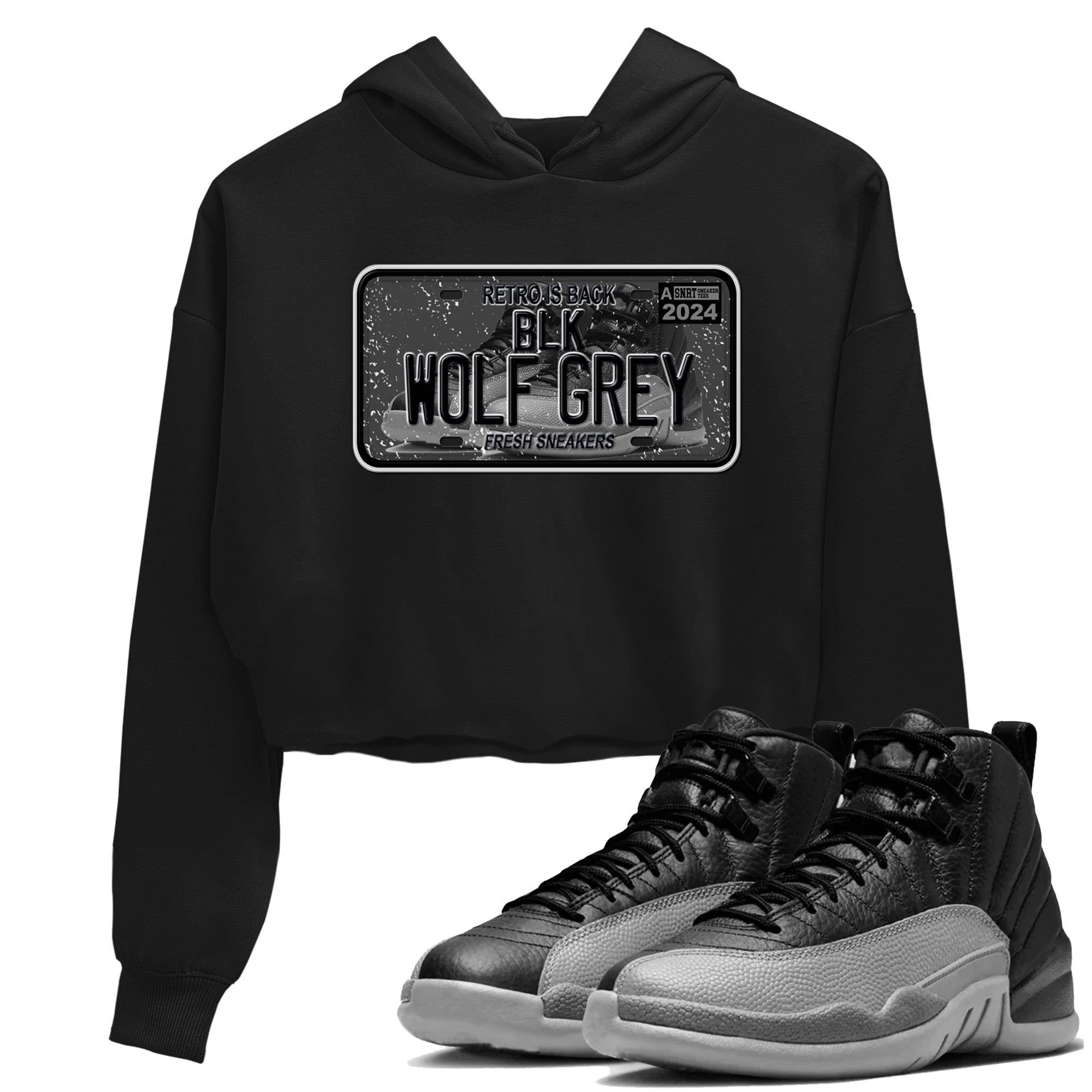 snkmatch Plate snkmatch Women's Top - Air Jordan 12 Black Wolf Grey