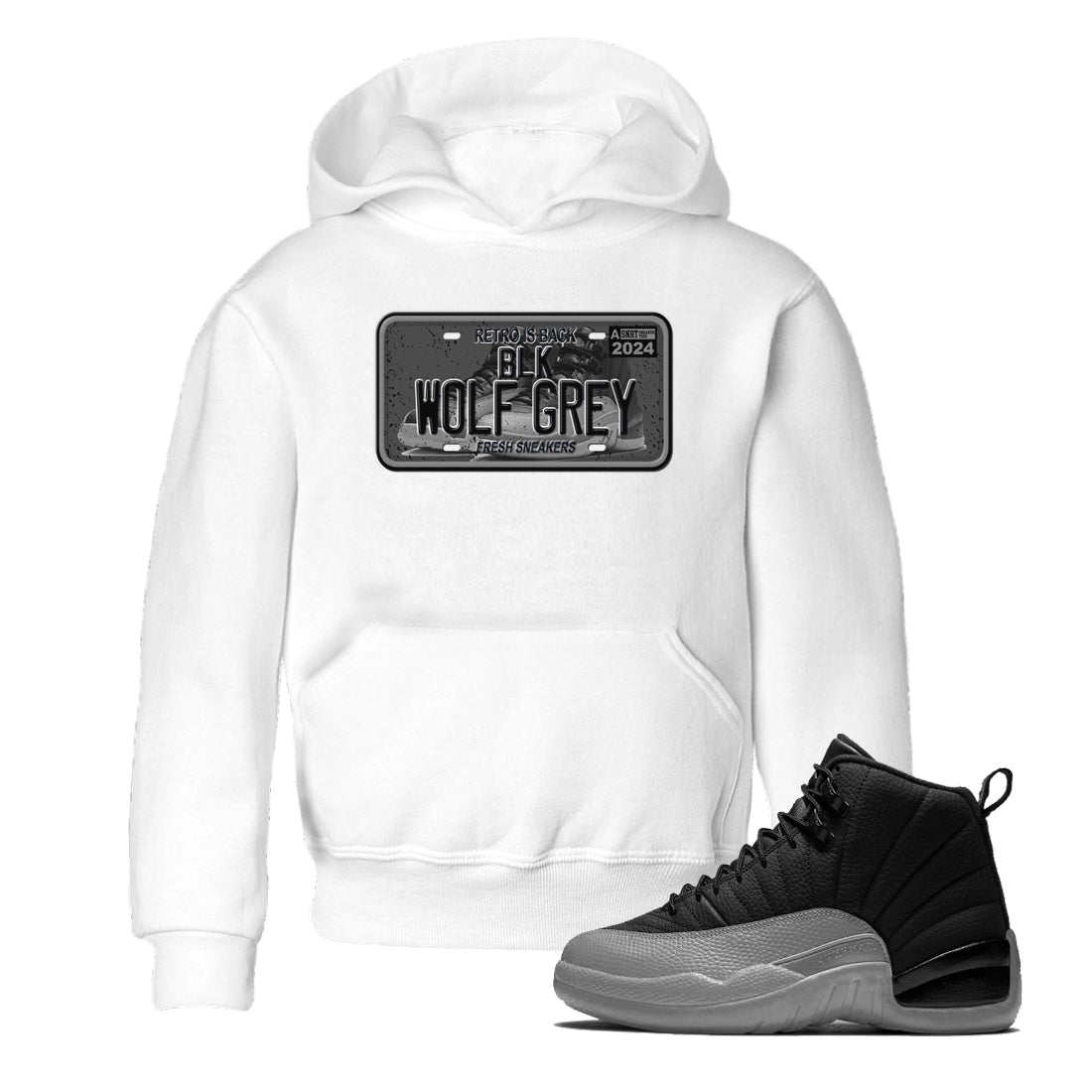 snkmatch Plate snkmatch Tees Kids - Air Jordan 12 Black Wolf Grey