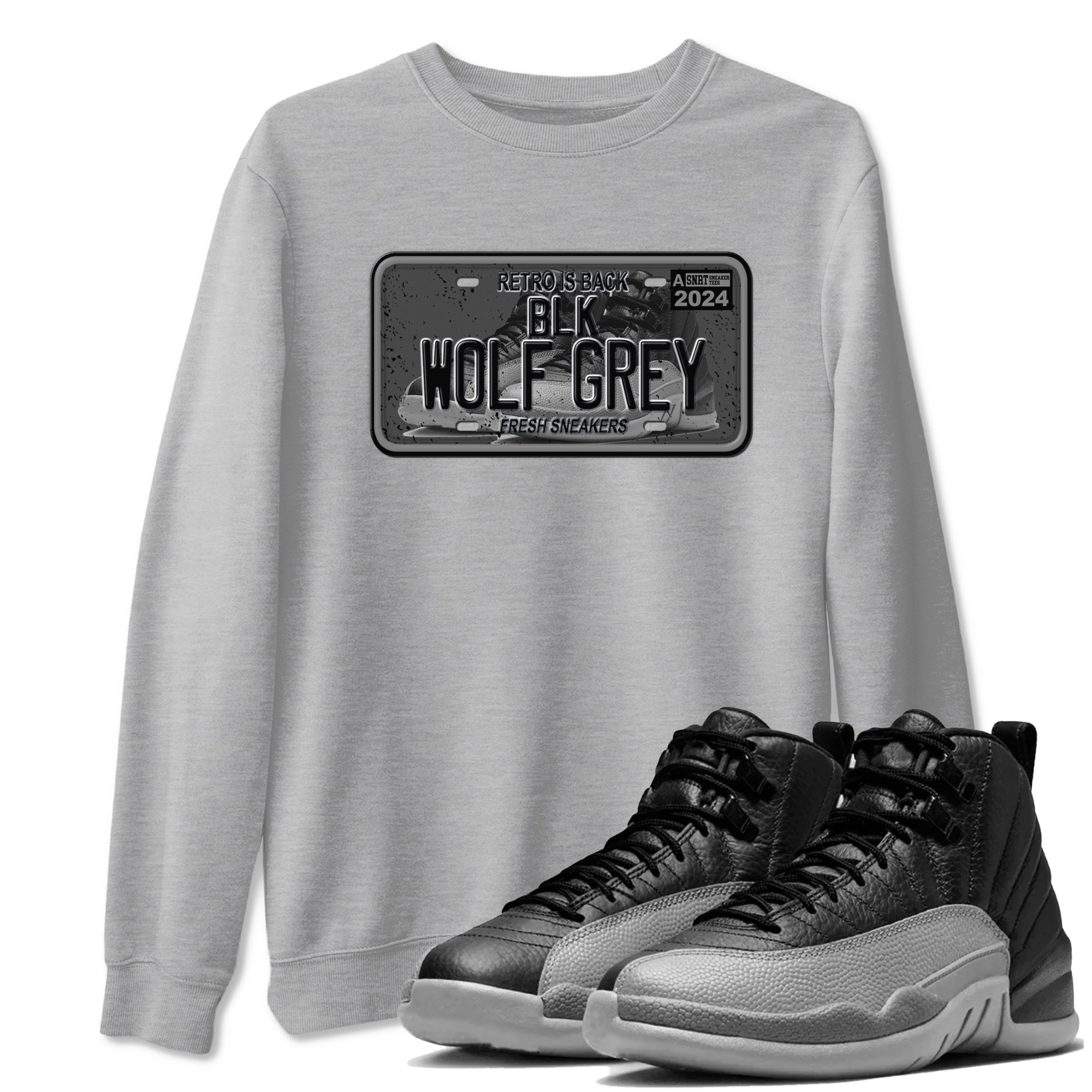 snkmatch Plate snkmatch Tees - Air Jordan 12 Black Wolf Grey
