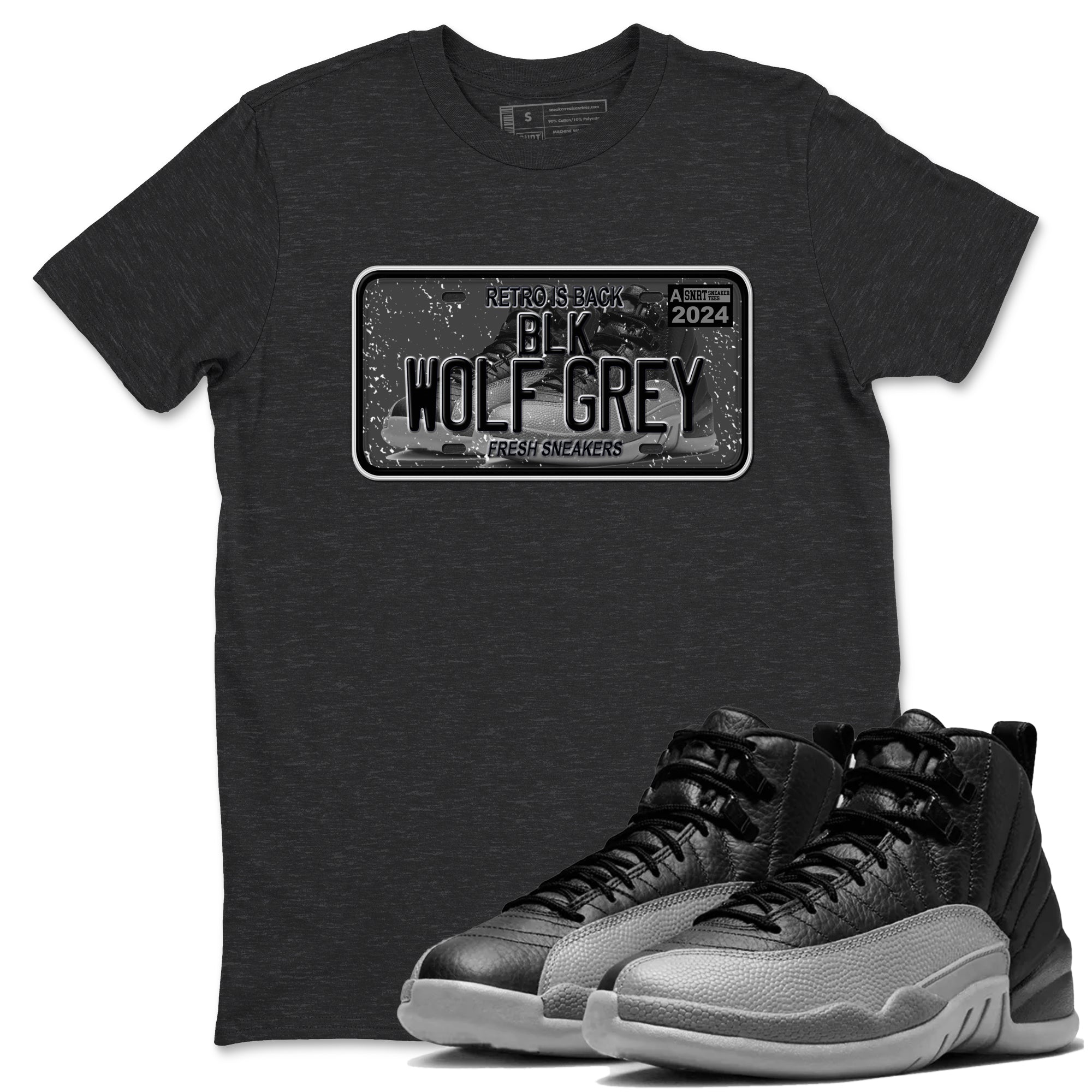 snkmatch Plate snkmatch Tees - Air Jordan 12 Black Wolf Grey