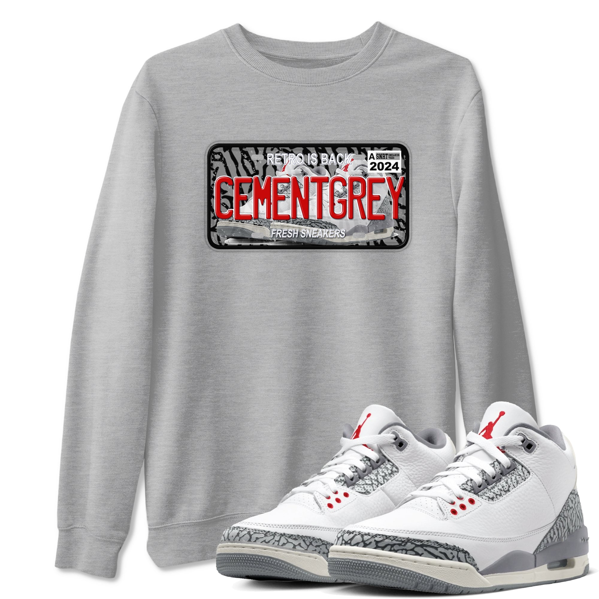 snkmatch Plate snkmatch Tees - Air Jordan 3 Cement Grey