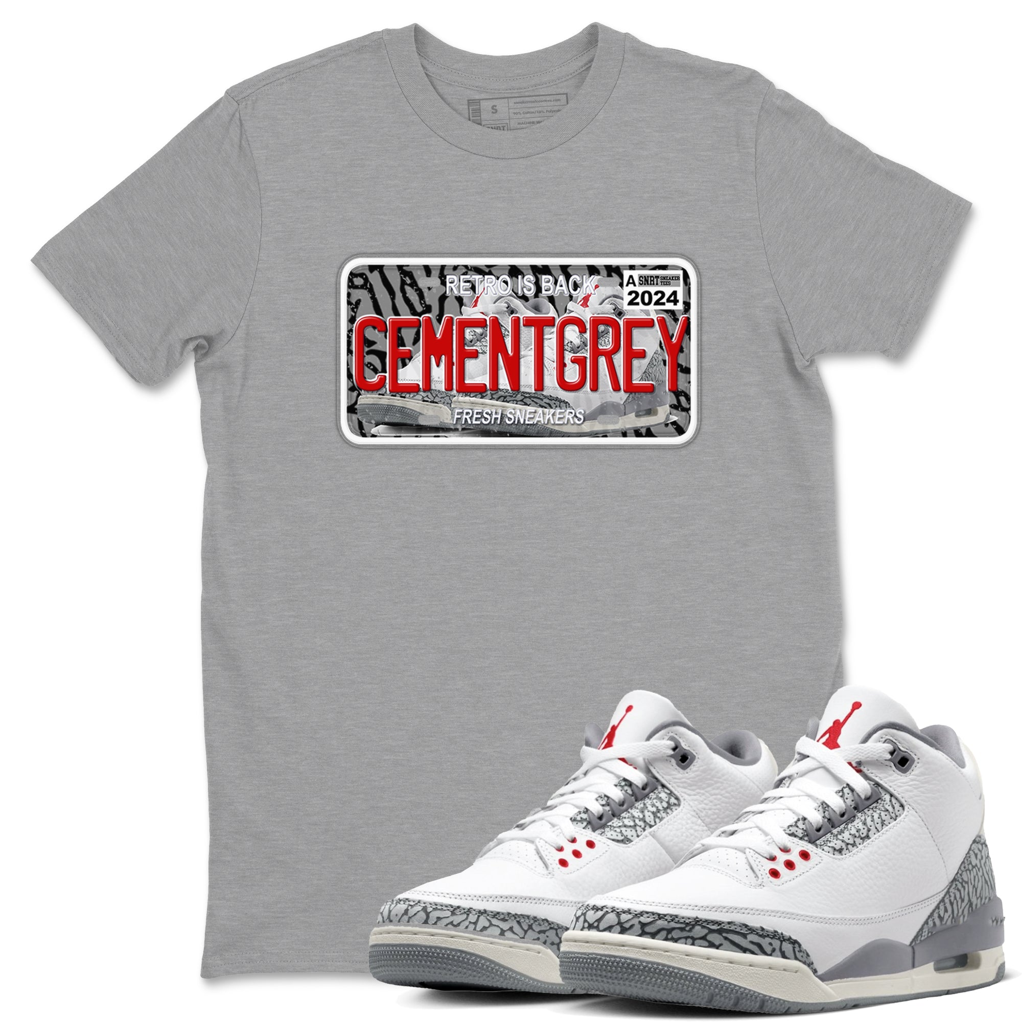 snkmatch Plate snkmatch Tees - Air Jordan 3 Cement Grey