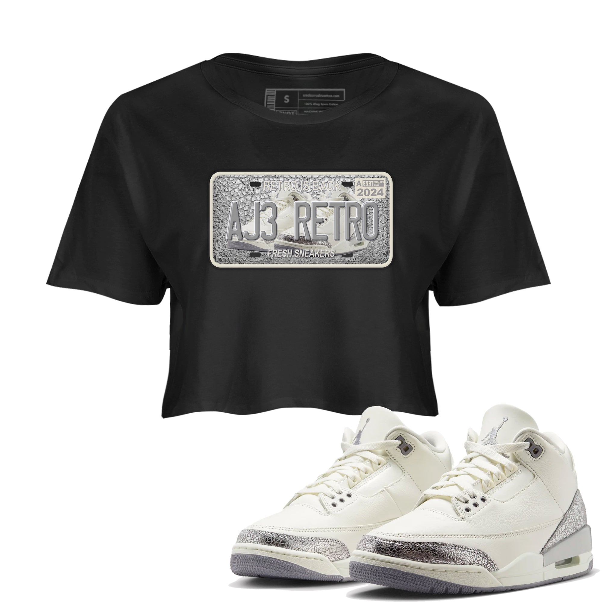 snkmatch Plate snkmatch Women's Top - Air Jordan 3 Sail and Cement Grey