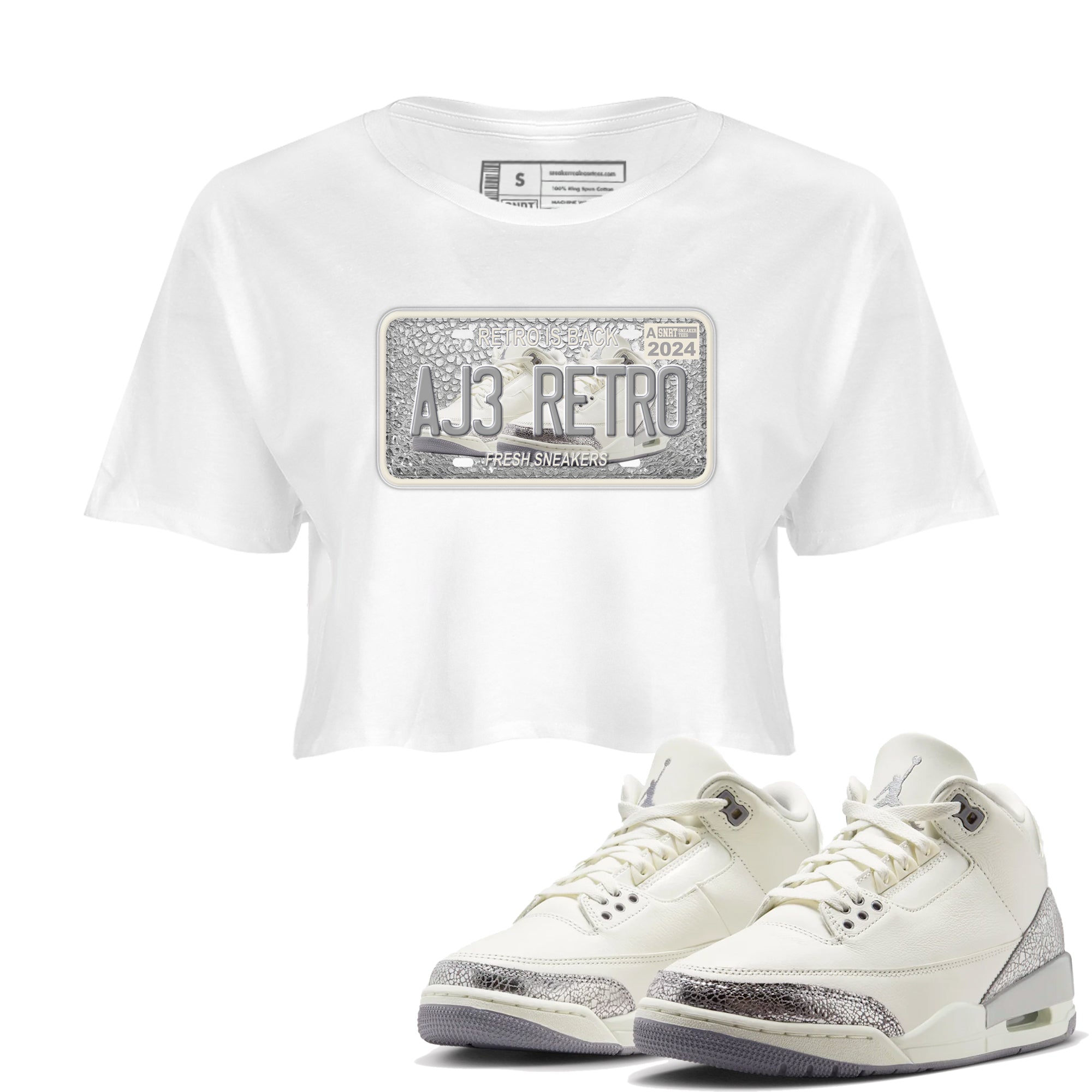 snkmatch Plate snkmatch Women's Top - Air Jordan 3 Sail and Cement Grey
