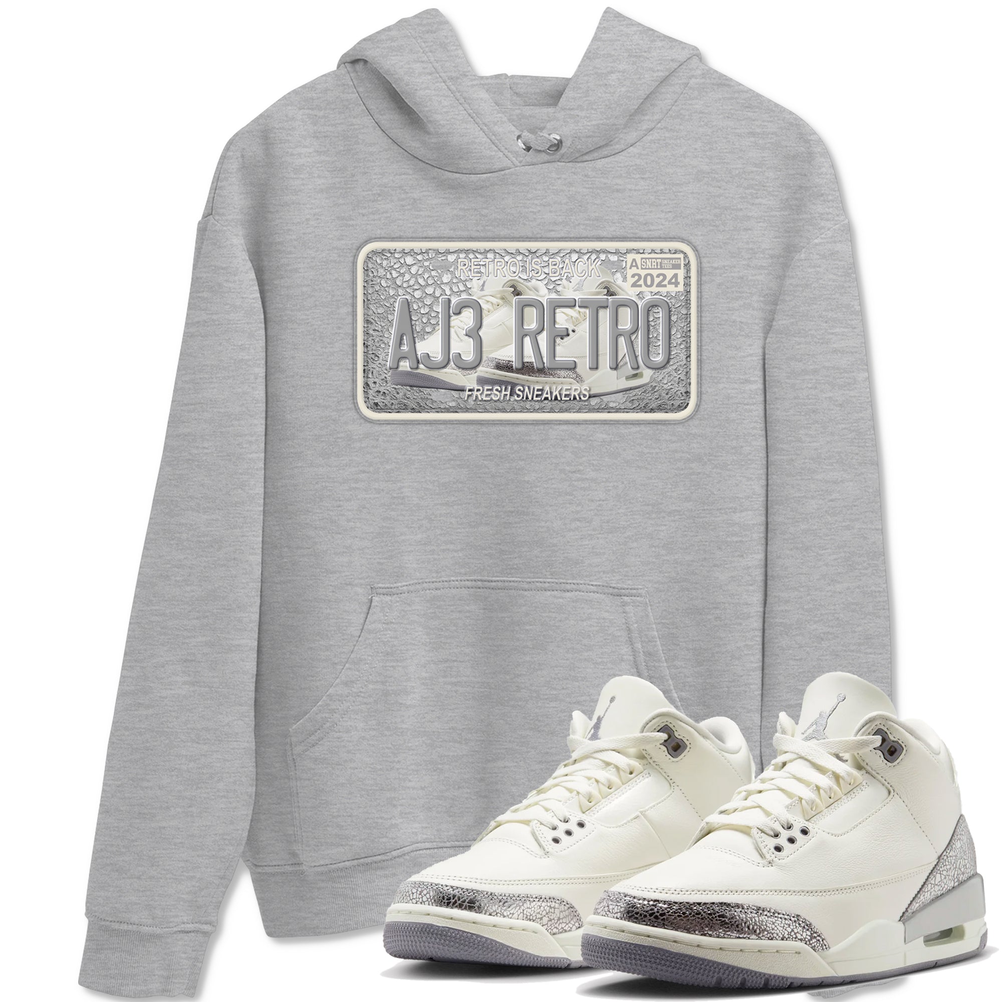 snkmatch Plate snkmatch Tees - Air Jordan 3 Sail and Cement Grey
